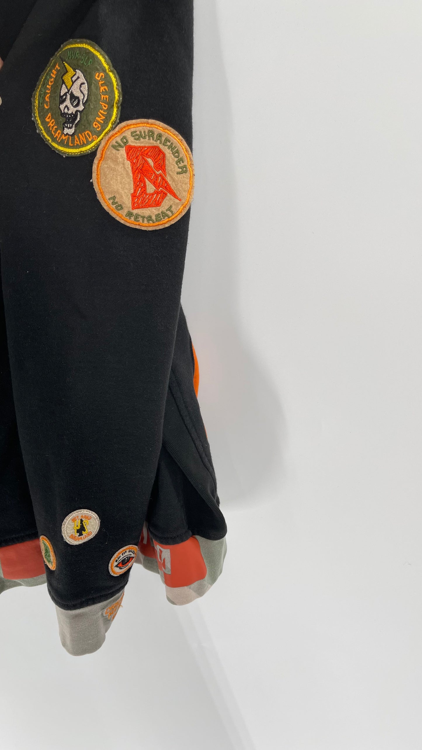 DREAMLAND Black Hoodie with Heavy Embroidered Details and Patches (Medium)