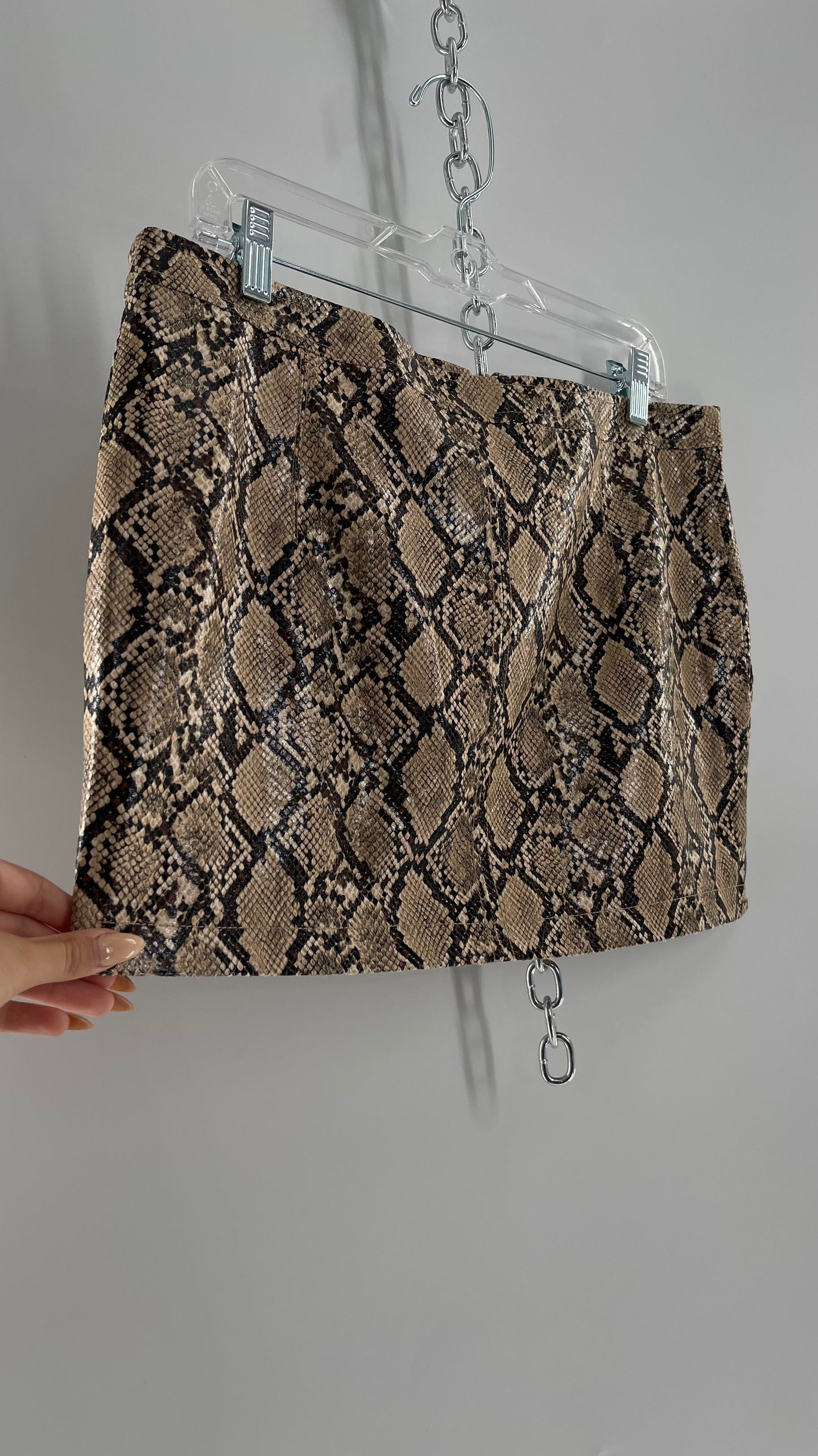 Free People Snake Skin Neutral Zip Front Mini Skirt(14)
