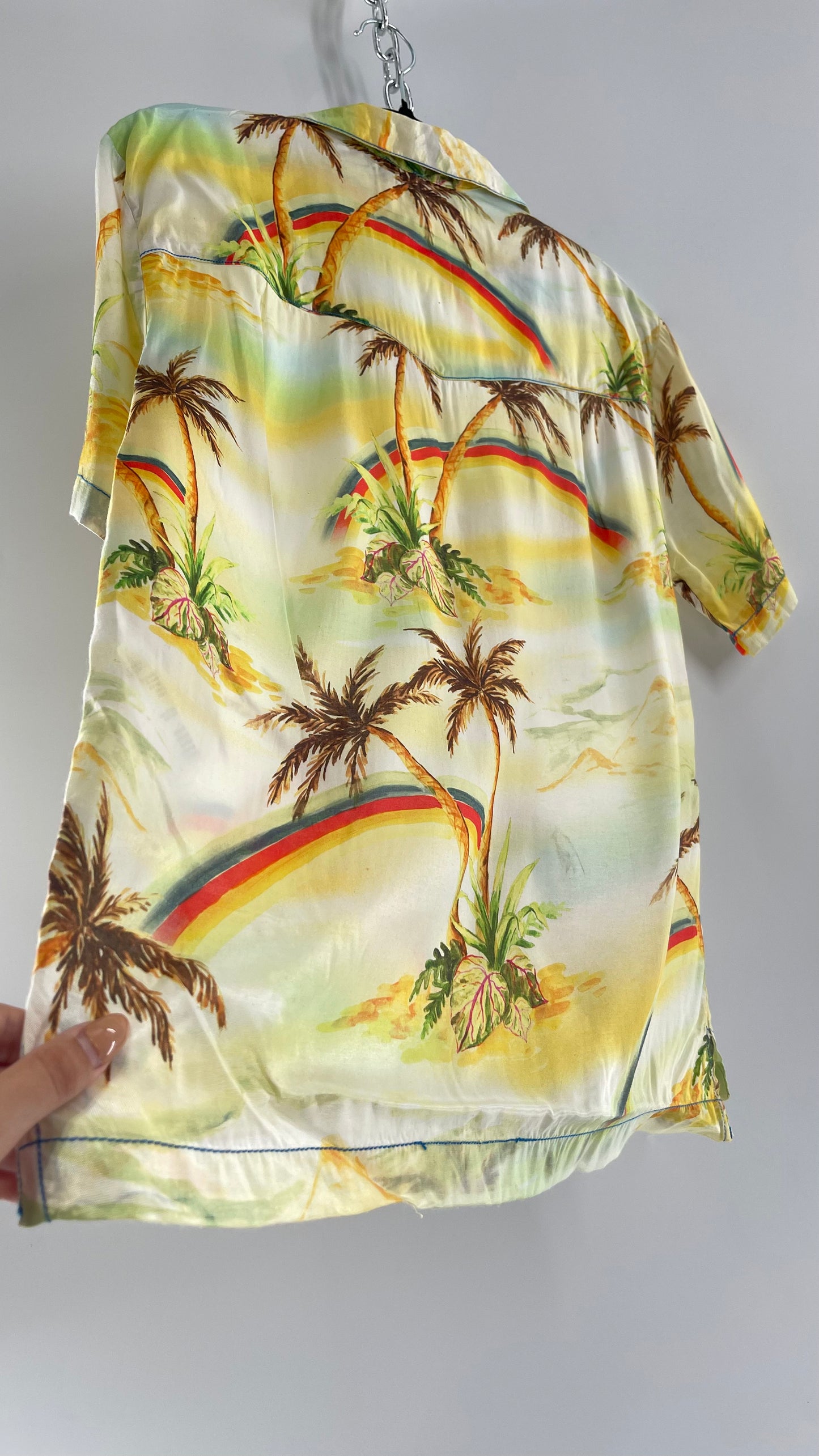 Urban Outfitters Rainbow Skies Shiny Men’s Button Up (Medium)