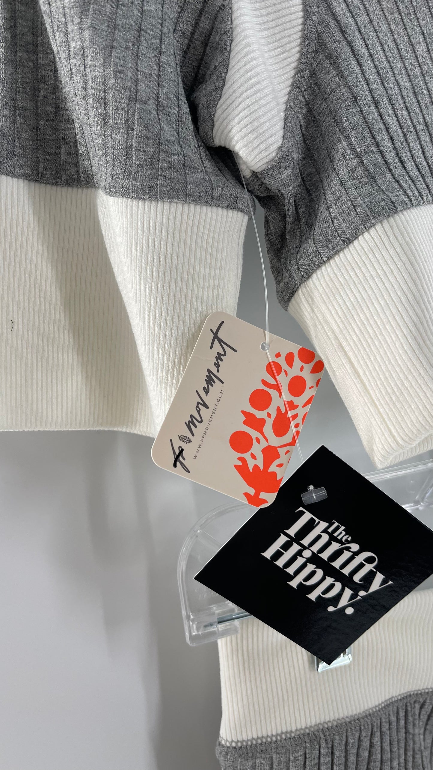 Free People Grey Knit Jersey Loungewear Set with Cropped Short Sleeve and Shorts (XS)