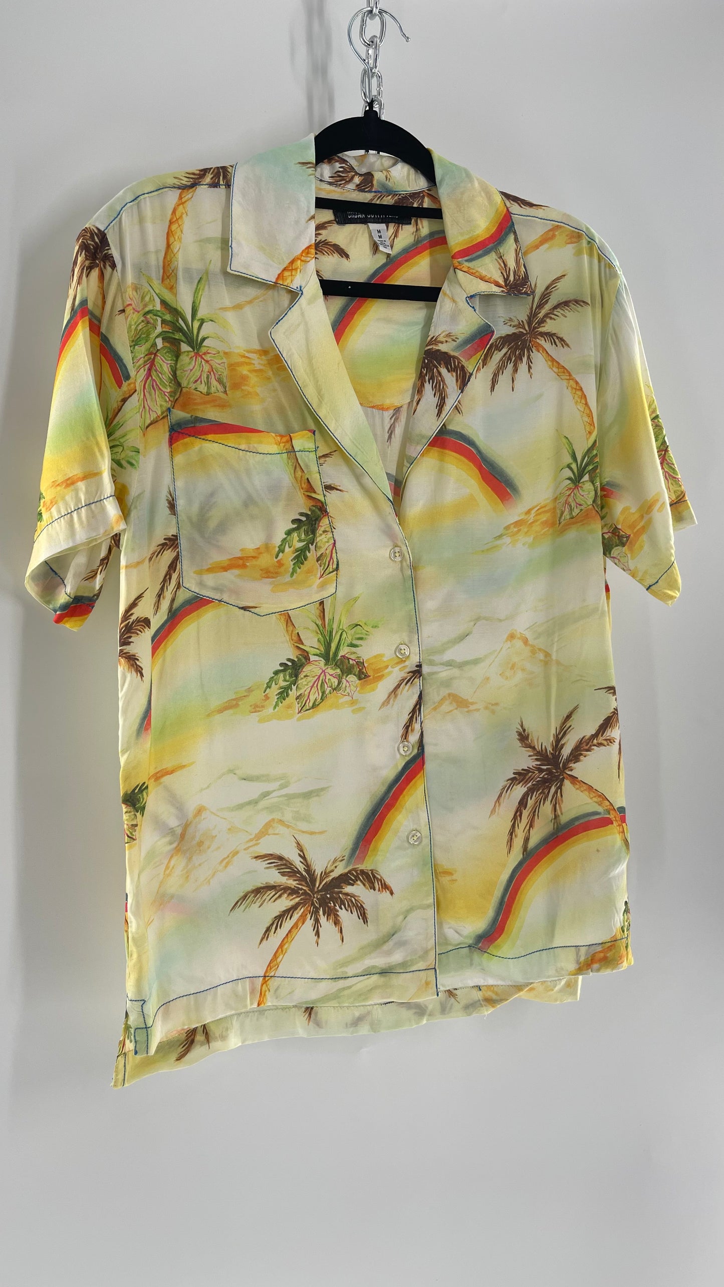 Urban Outfitters Rainbow Skies Shiny Men’s Button Up (Medium)