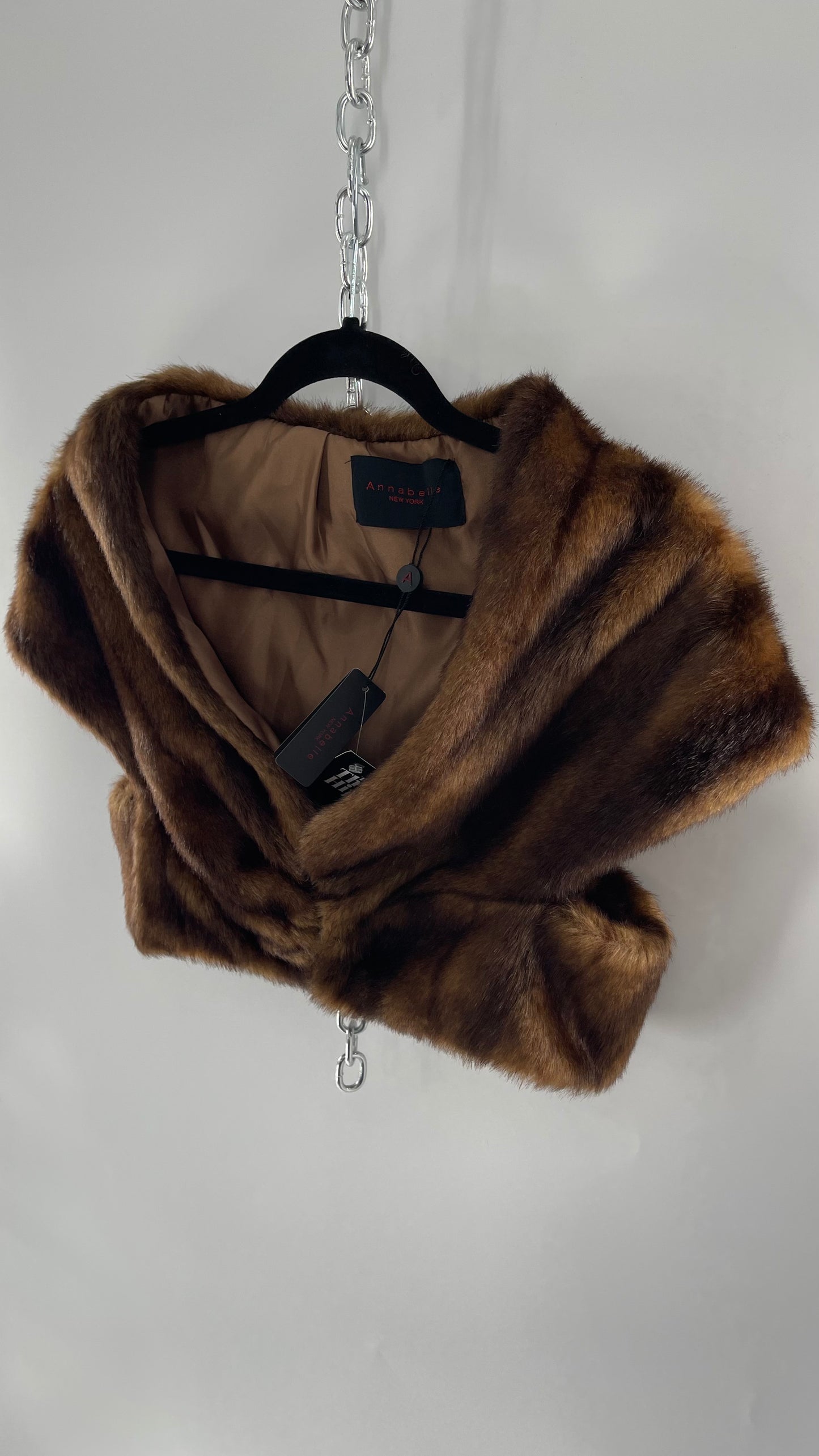 Vintage Annabelle Faux Mink Shrug Hook Front Crop (Small)