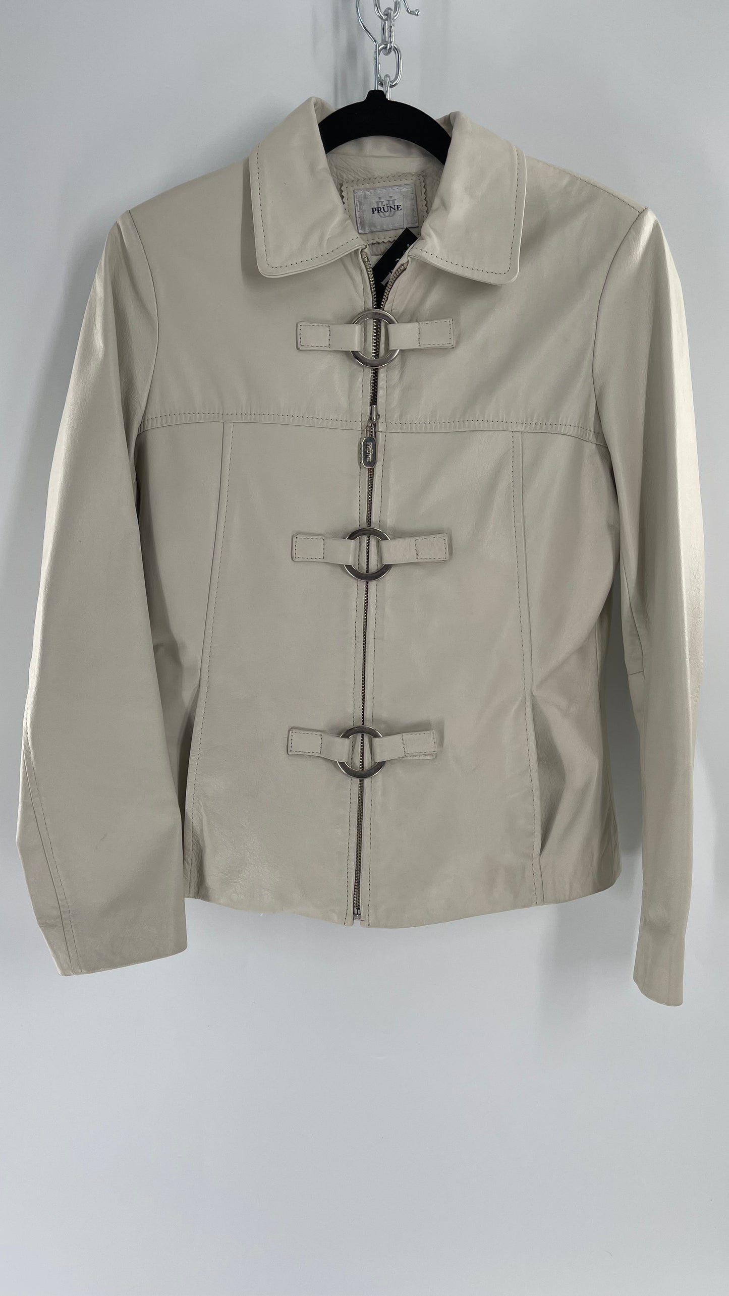 Vintage Argentinian Prüne White Jacket with Metal Ring Detailing (Small)