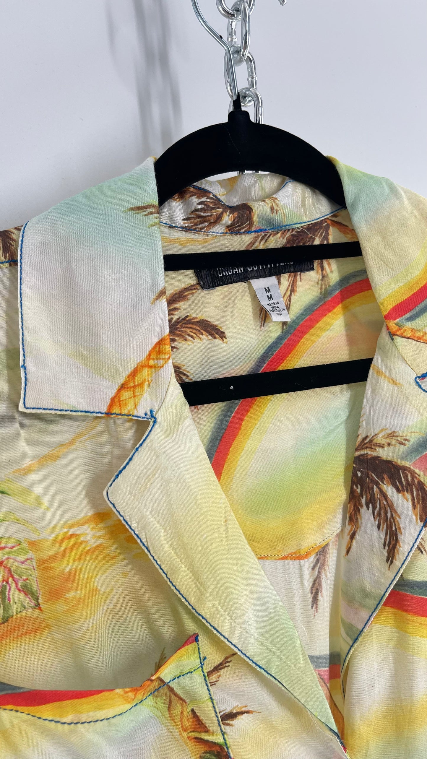 Urban Outfitters Rainbow Skies Shiny Men’s Button Up (Medium)