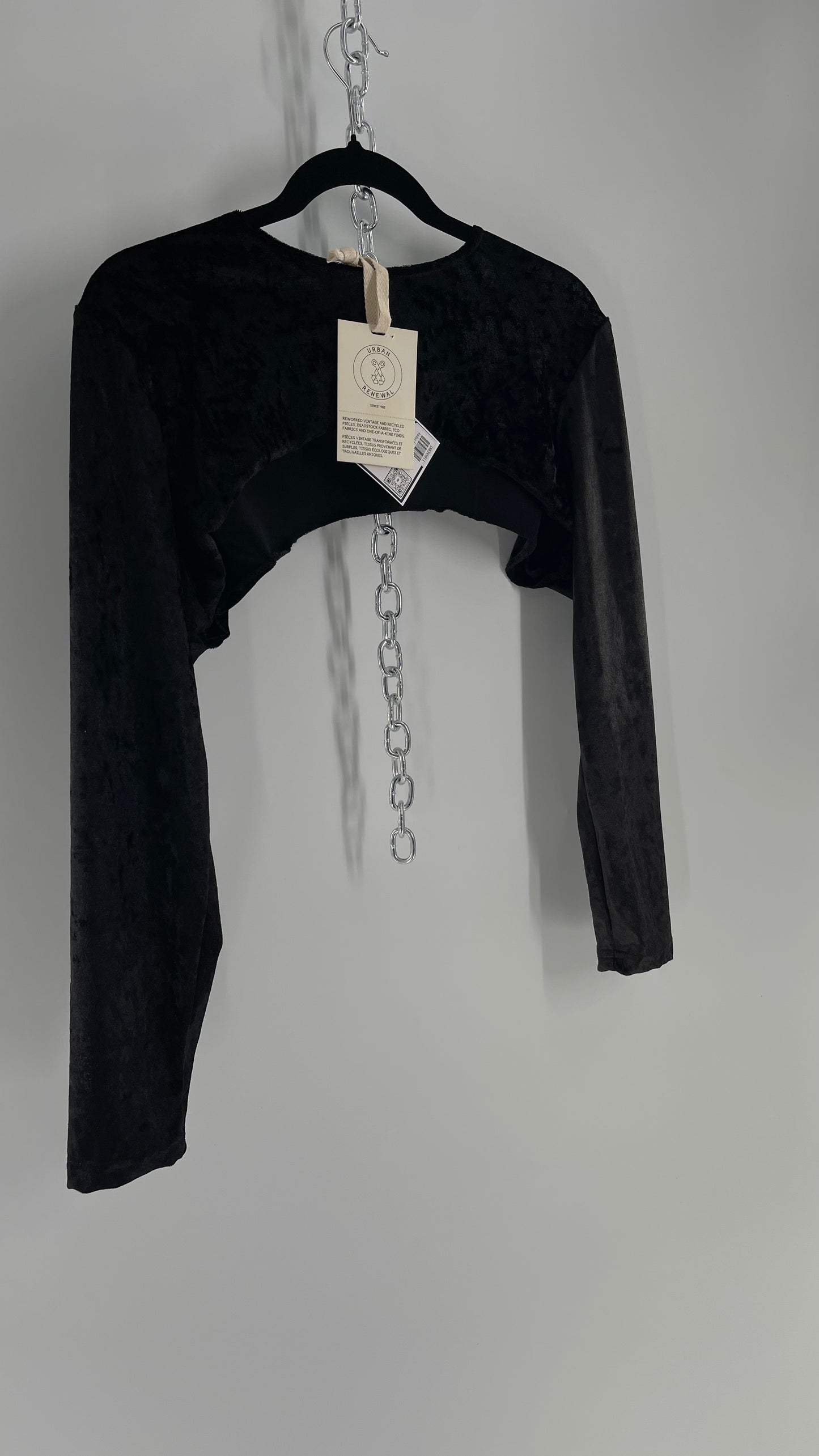 Urban Outfitters Black Velvet Layering Shrug Top (One Size)