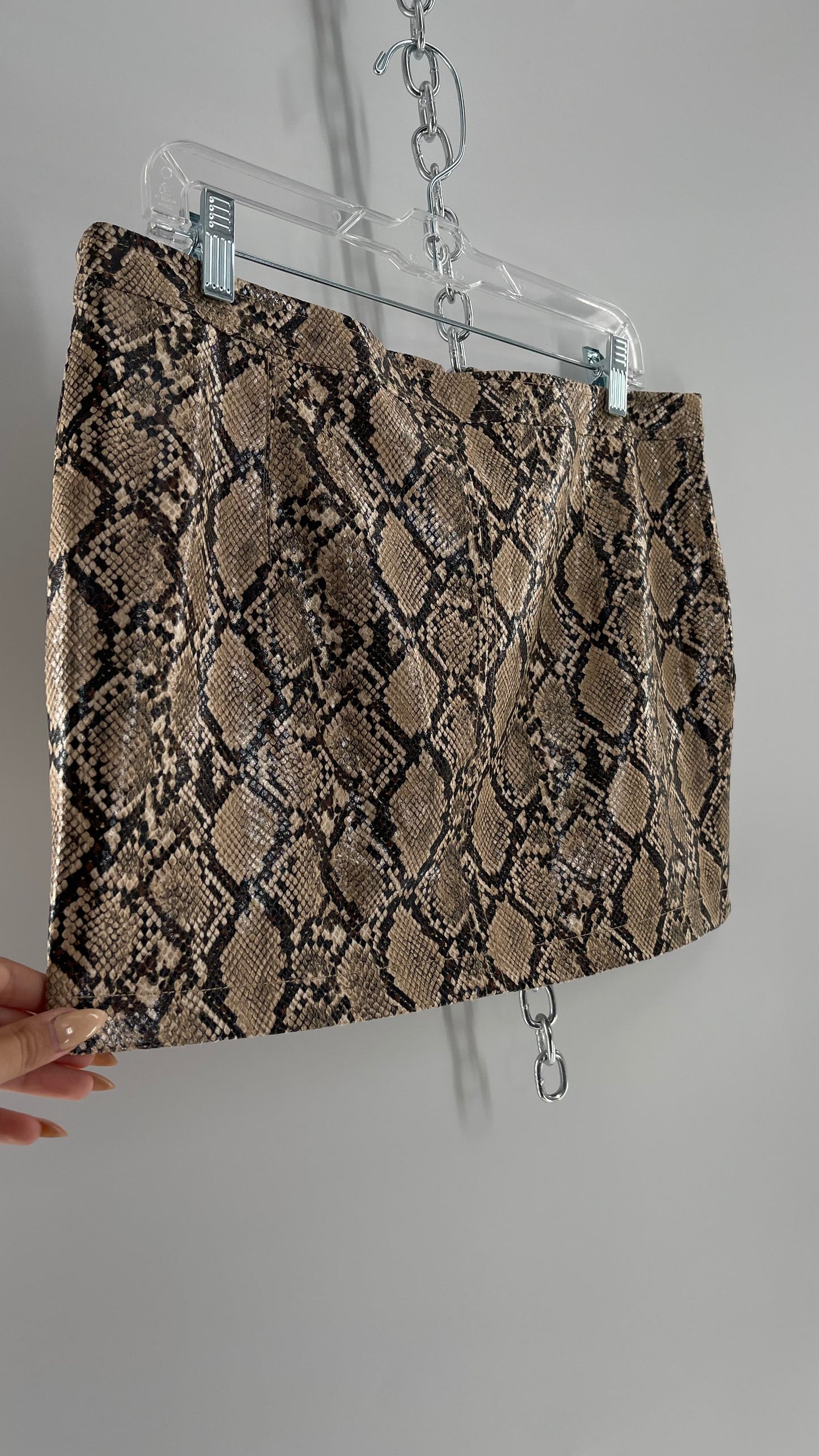 Free People Snake Skin Neutral Zip Front Mini Skirt(14)