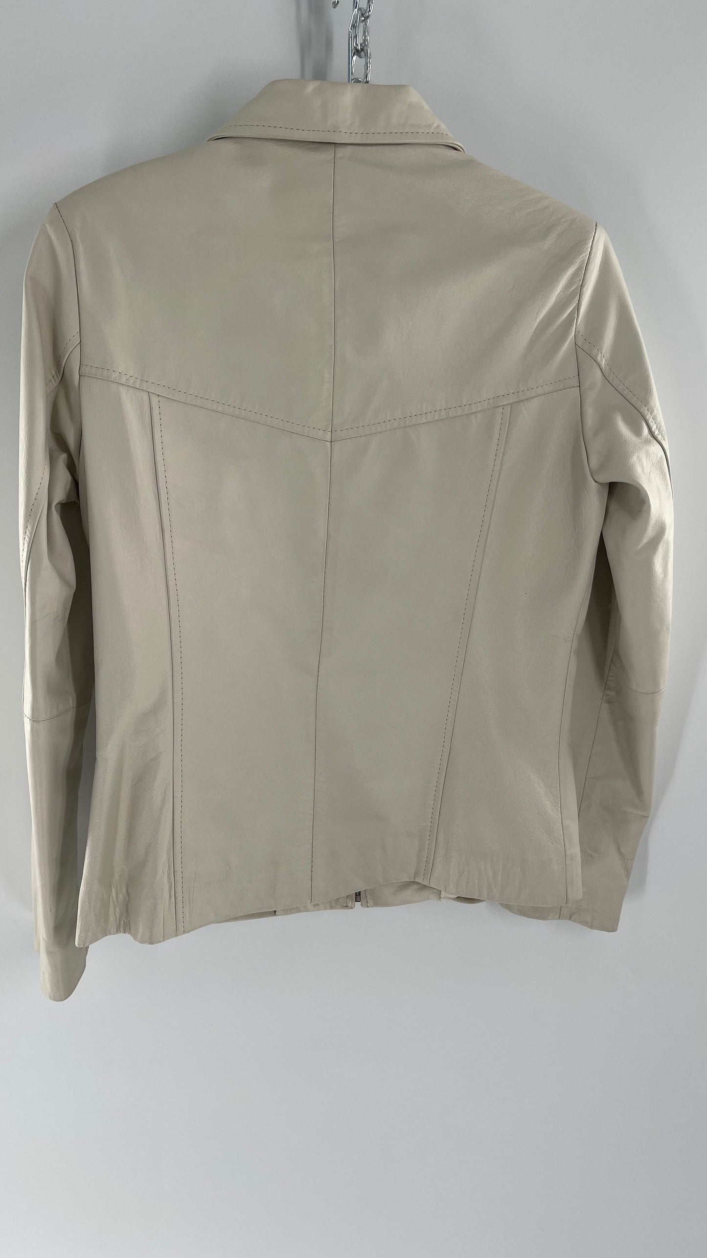 Vintage Argentinian Prüne White Jacket with Metal Ring Detailing (Small)