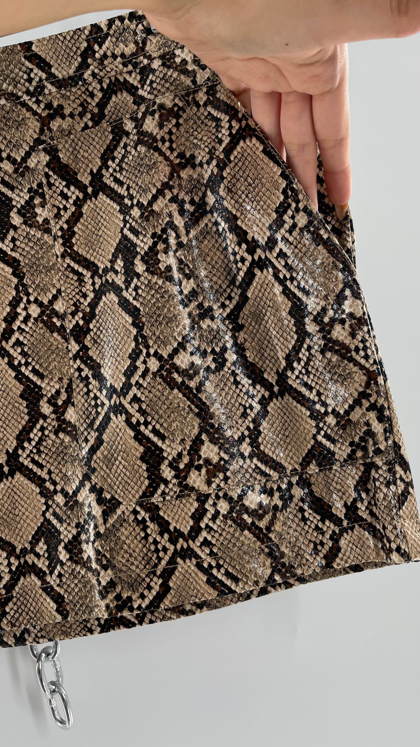 Free People Snake Skin Neutral Zip Front Mini Skirt(14)