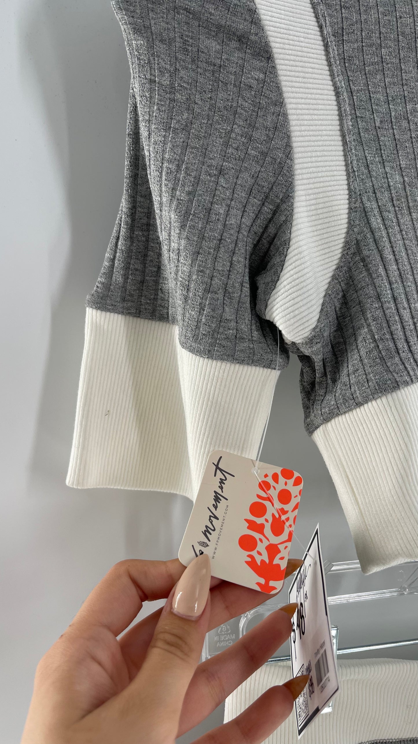 Free People Grey Knit Jersey Loungewear Set with Cropped Short Sleeve and Shorts (XS)