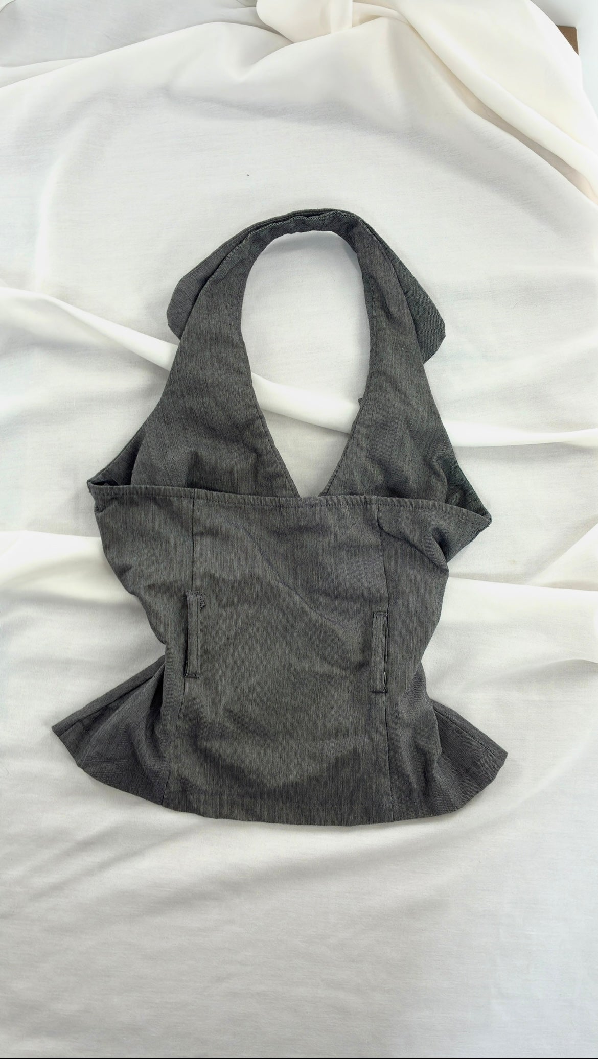 Vintage MKM DESIGNS Knit Buttoned & Collared Halter with Belt (Medium)