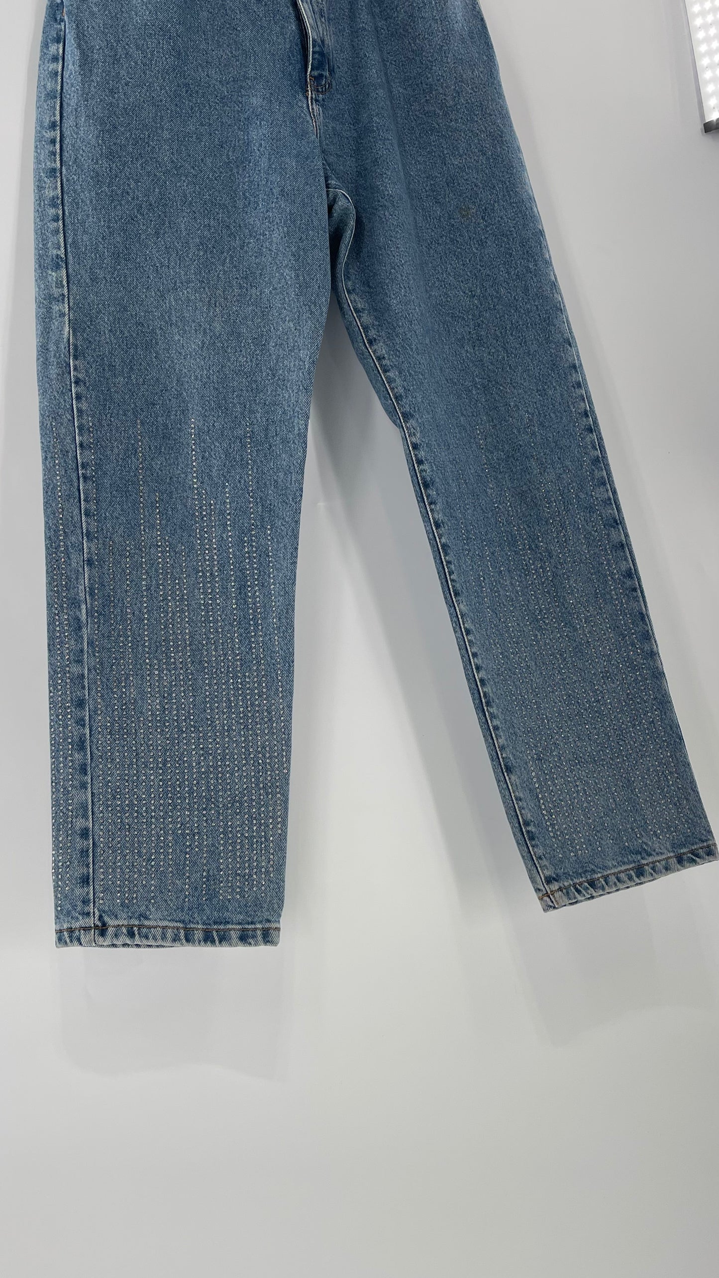 Vintage Calvin Klein Stone Washed Jeans with Silver Glitter Hem (29/30)