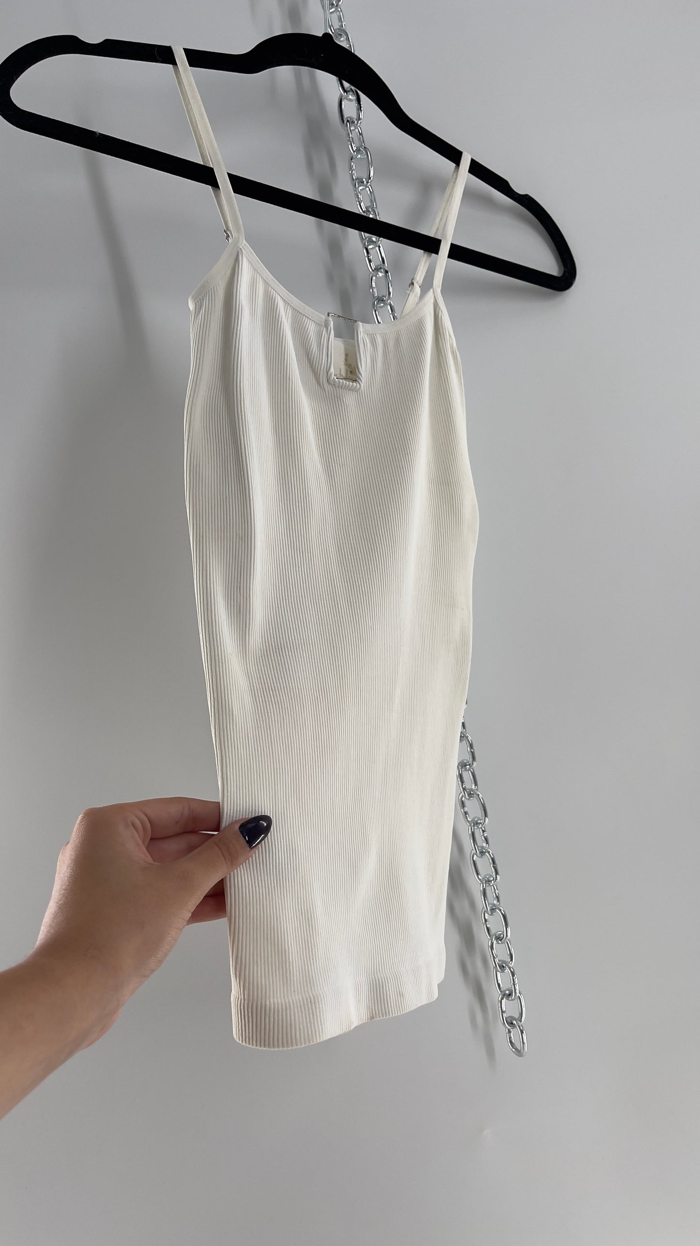 Intimately Free People White Spandex Tank with Metal Keyhole Detail (XS/S)