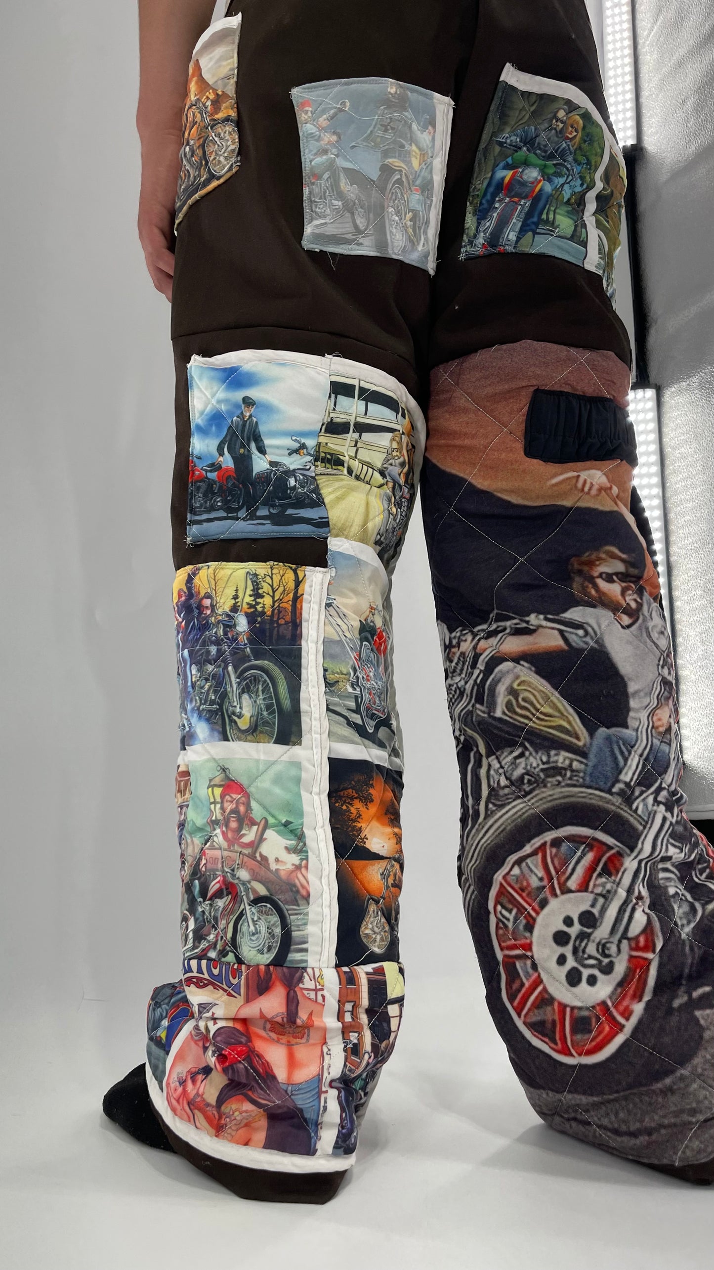 Custom - Handmade Reworked Dickies with Quilted Moto Pattern