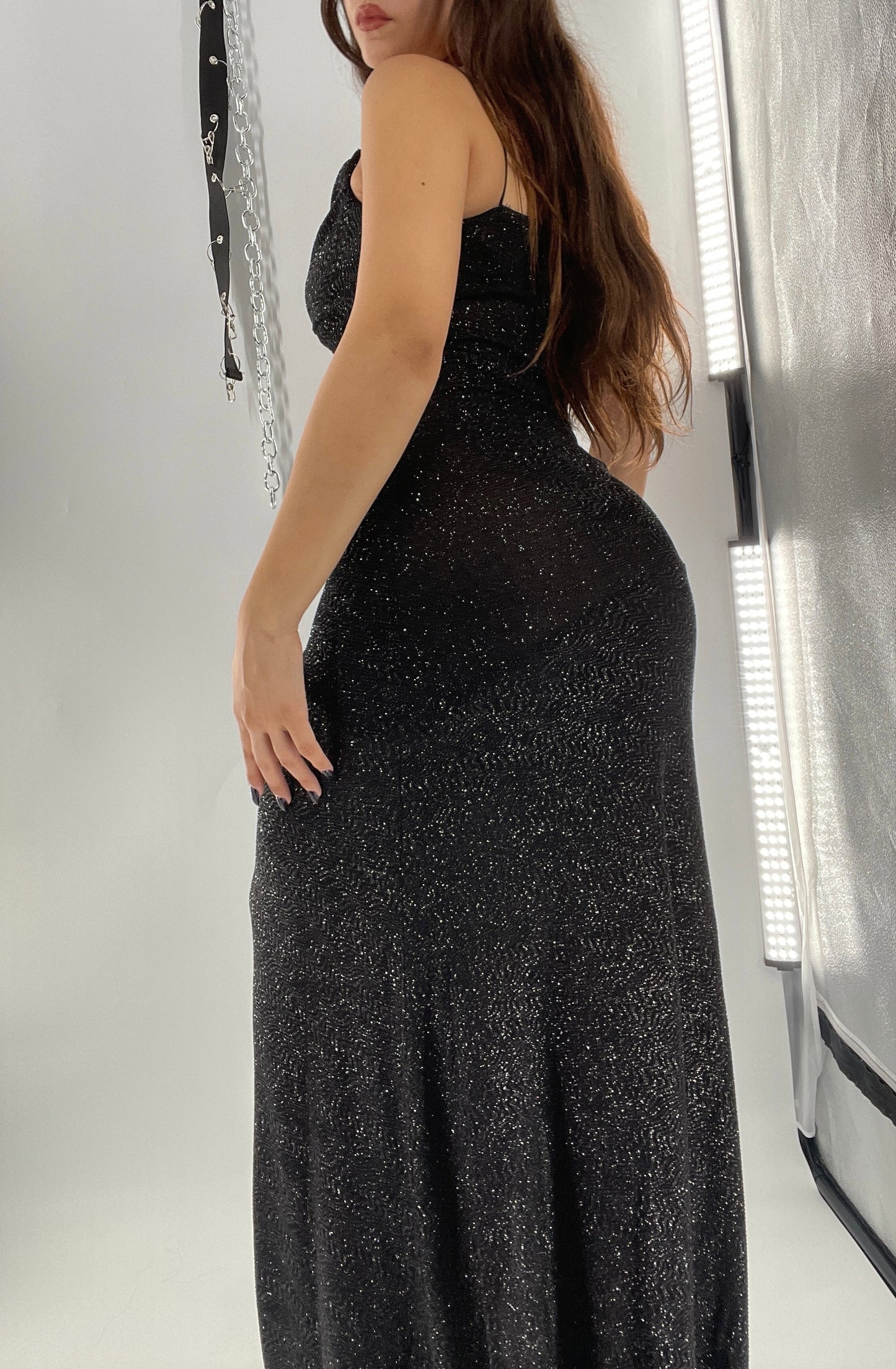 City Triangles 1990s Vintage Black Glitter Floor Length (S)