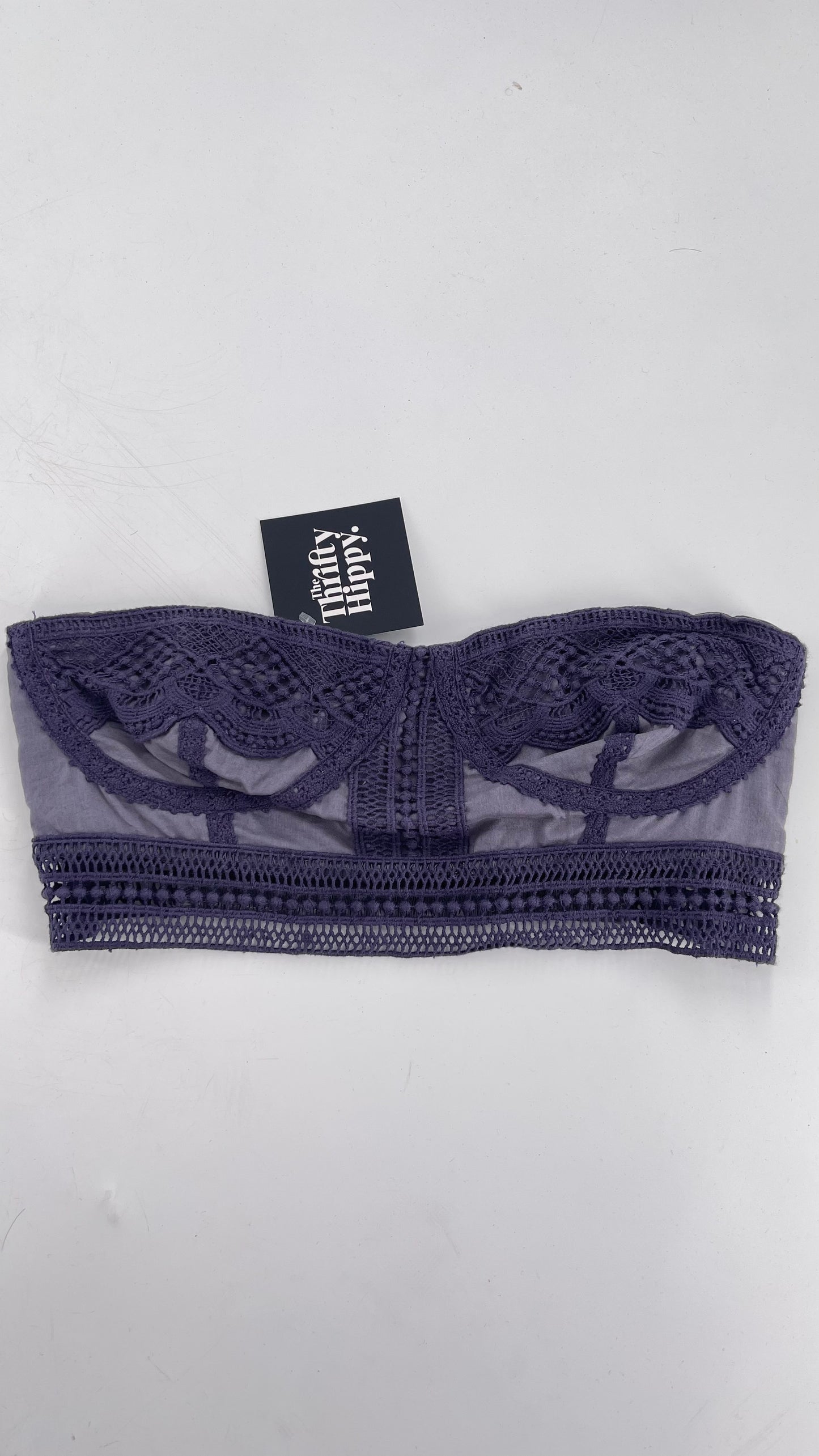 Free People Blue Embroidered ‘Corset’ Bandeau (Small)