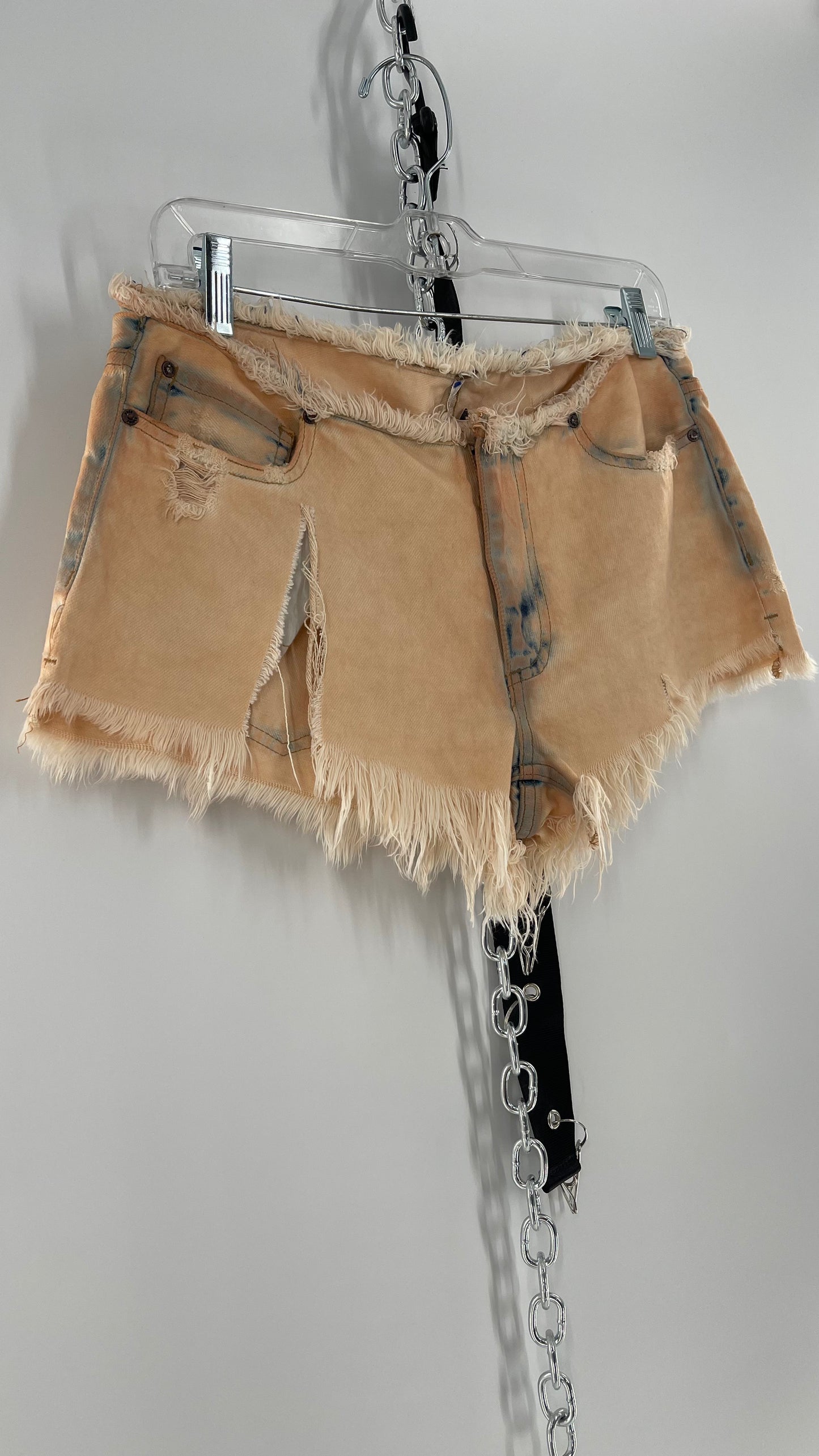 Free People Distressed Booty Shorts with Frayed Hem and Waistline (25)