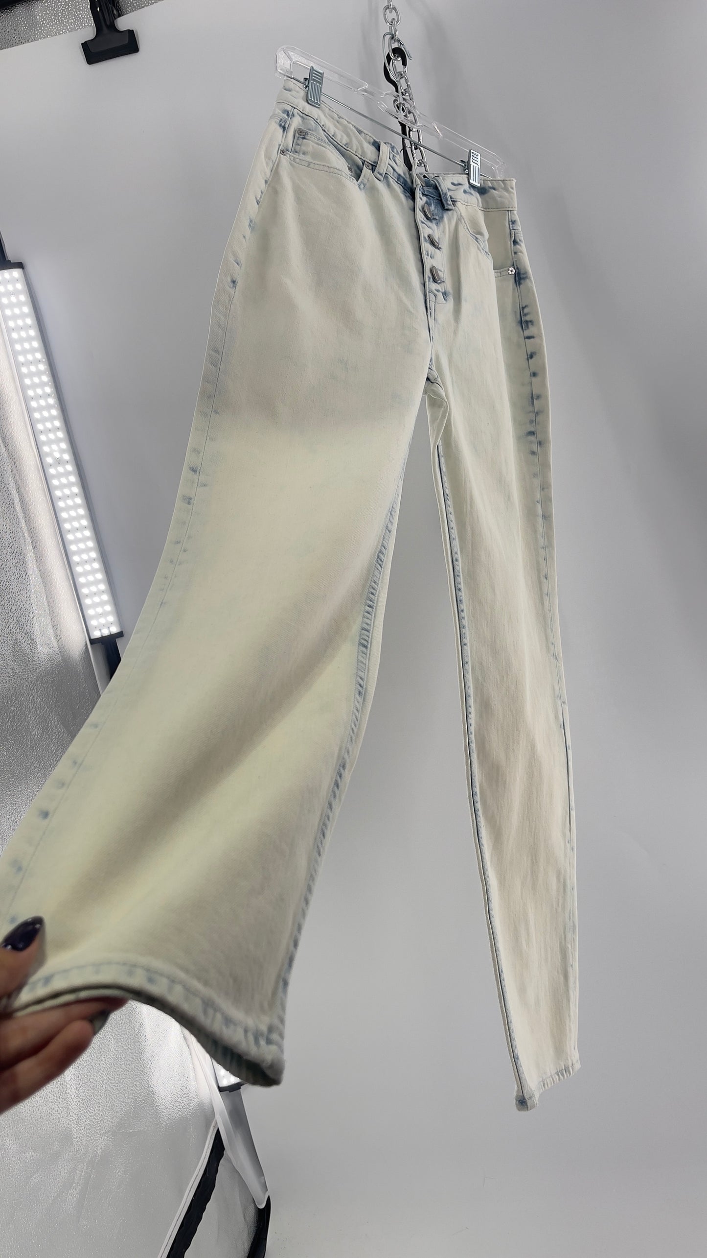 Free People X ZEEGEEWHY Acid Wash Straight Leg Jeans (27)