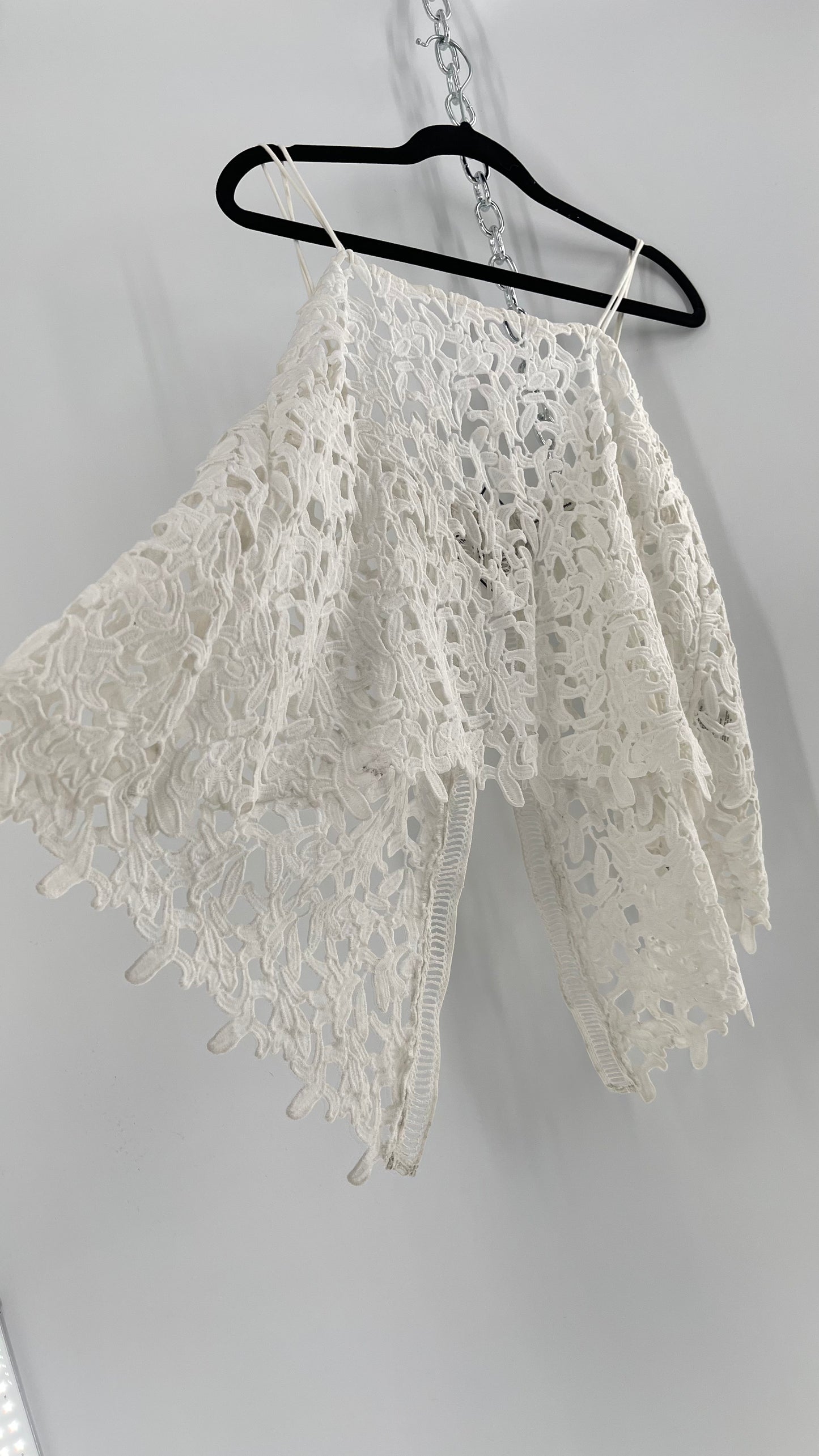 Anthropologie Ne Quittez Pas White Lace Tank with Open Back (Large)
