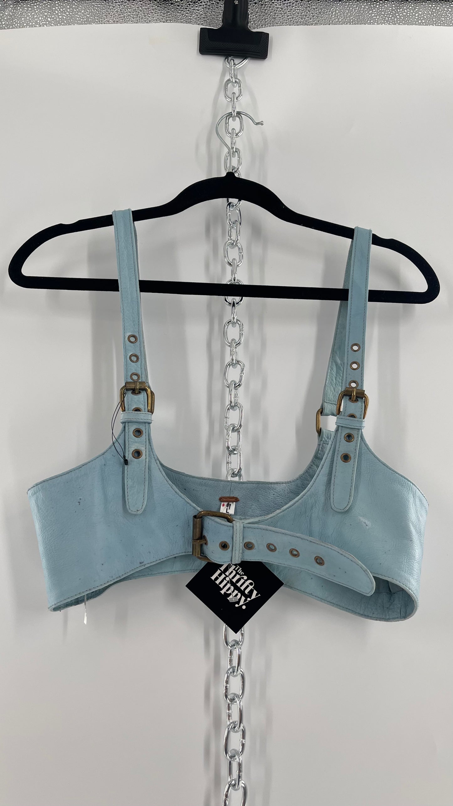 Free People Baby Blue Buckled Corset Belt (Large)