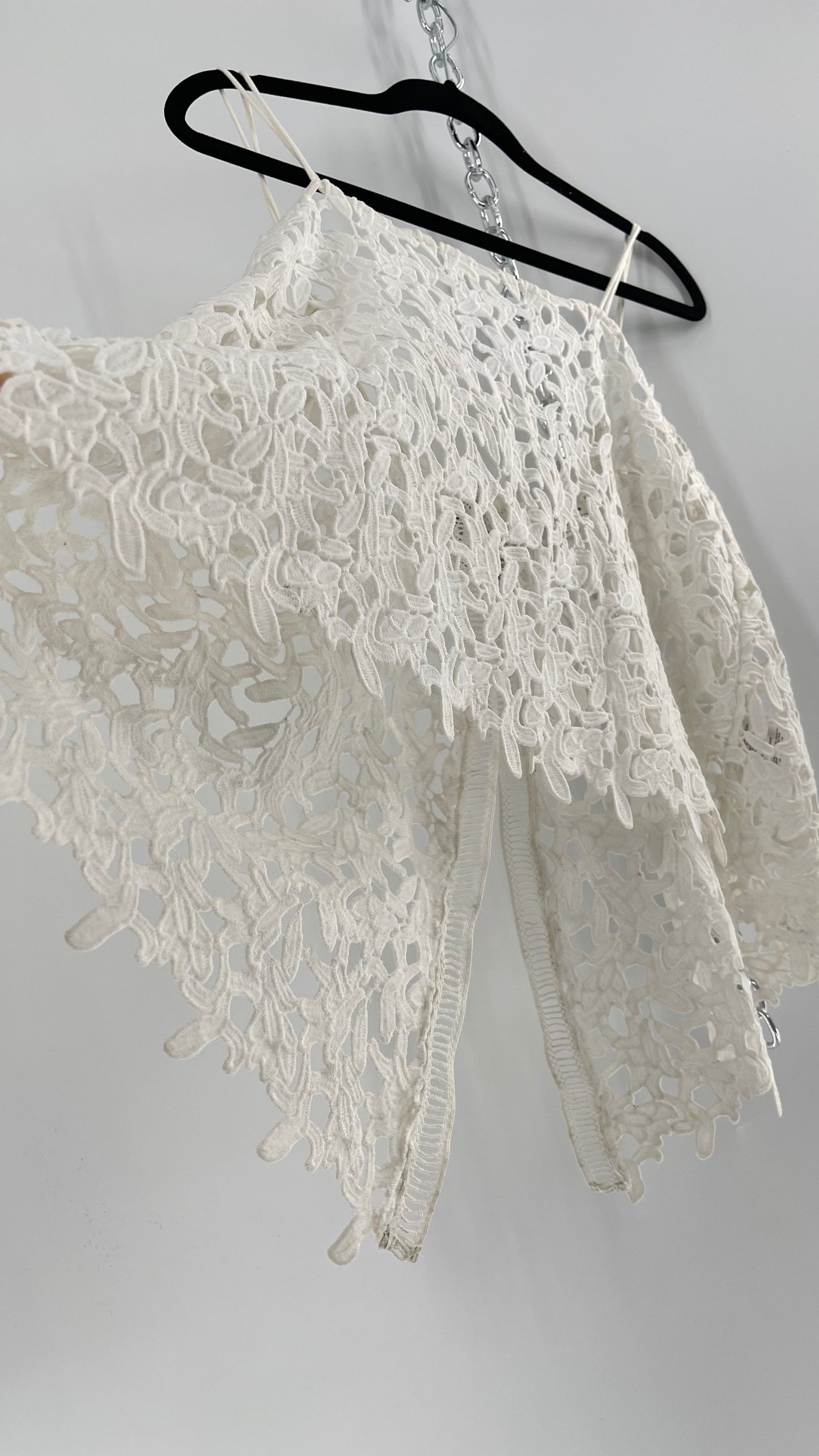 Anthropologie Ne Quittez Pas White Lace Tank with Open Back (Large)