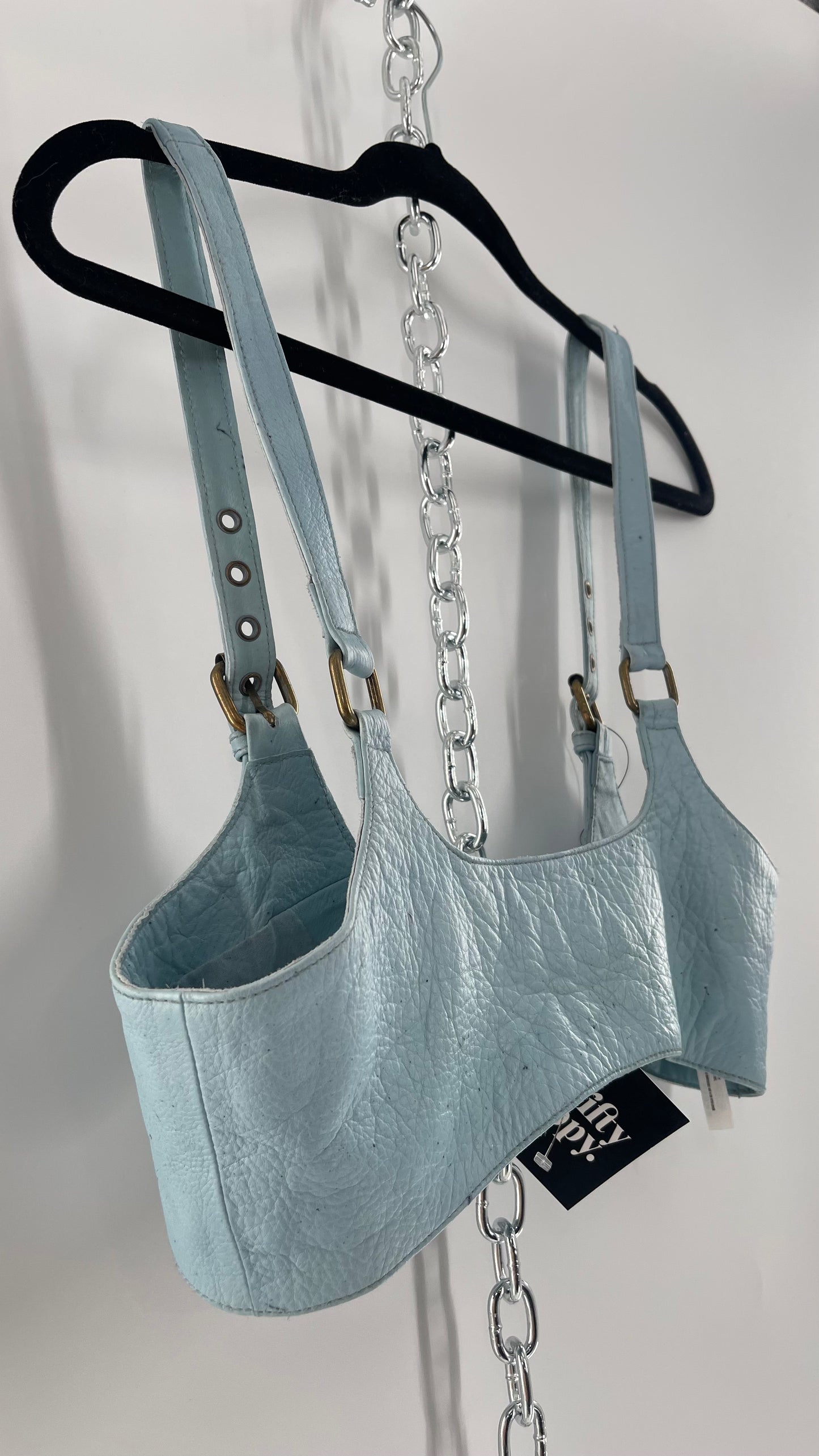 Free People Baby Blue Buckled Corset Belt (Large)