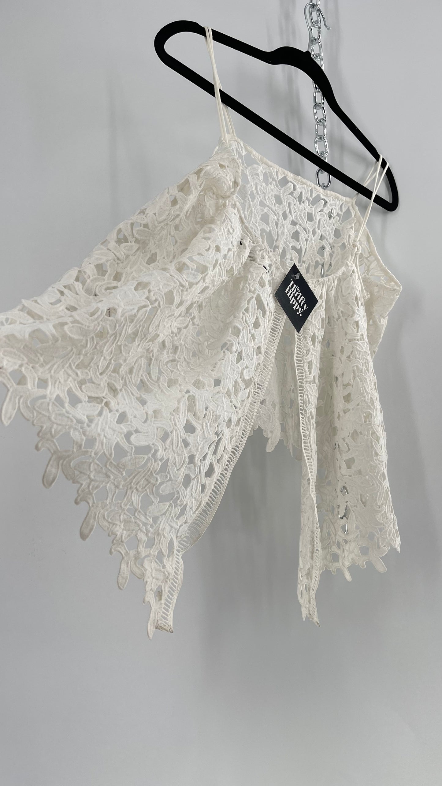 Anthropologie Ne Quittez Pas White Lace Tank with Open Back (Large)