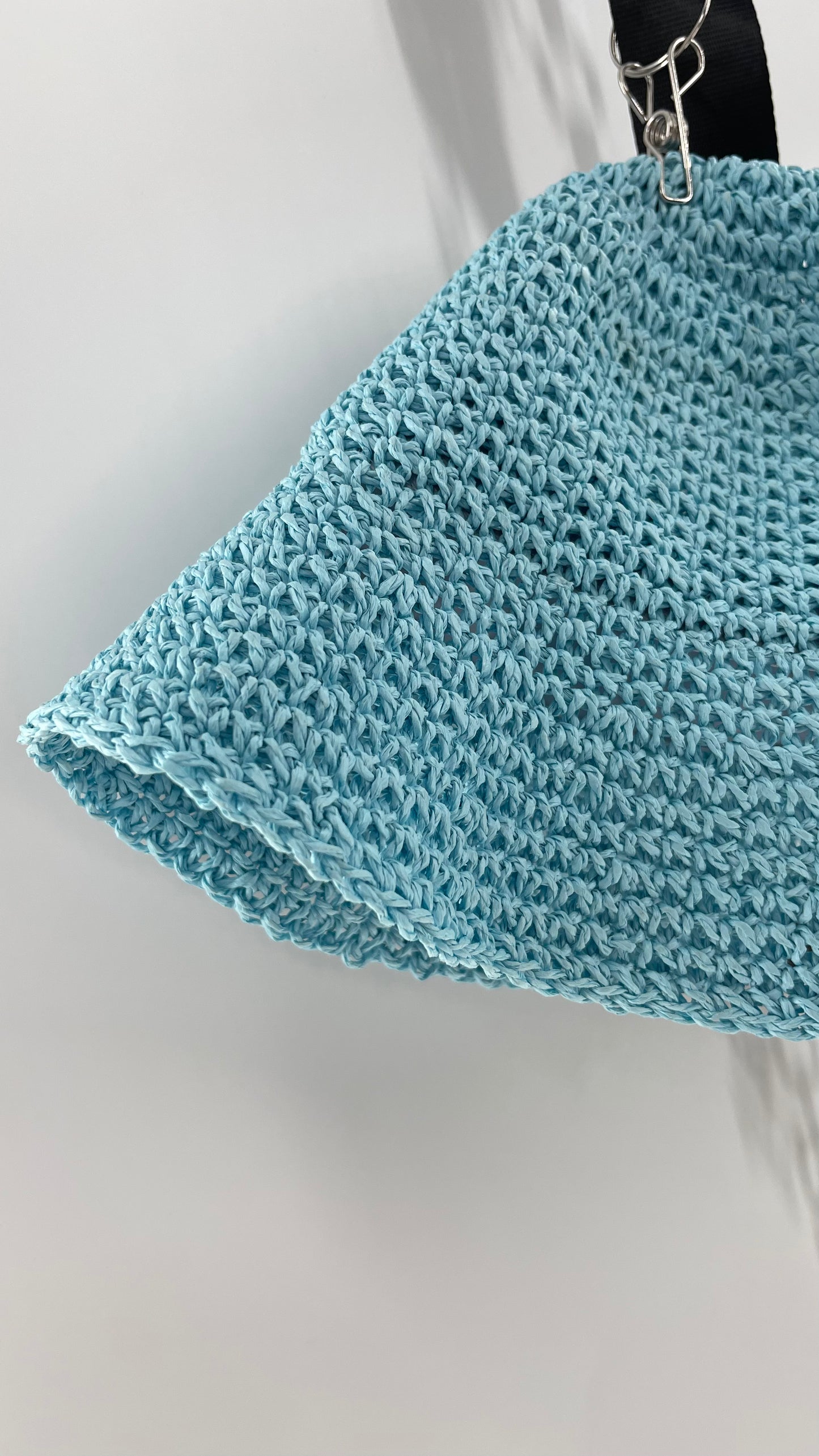 Urban Outfitters Baby Blue Straw Bucket Hat
