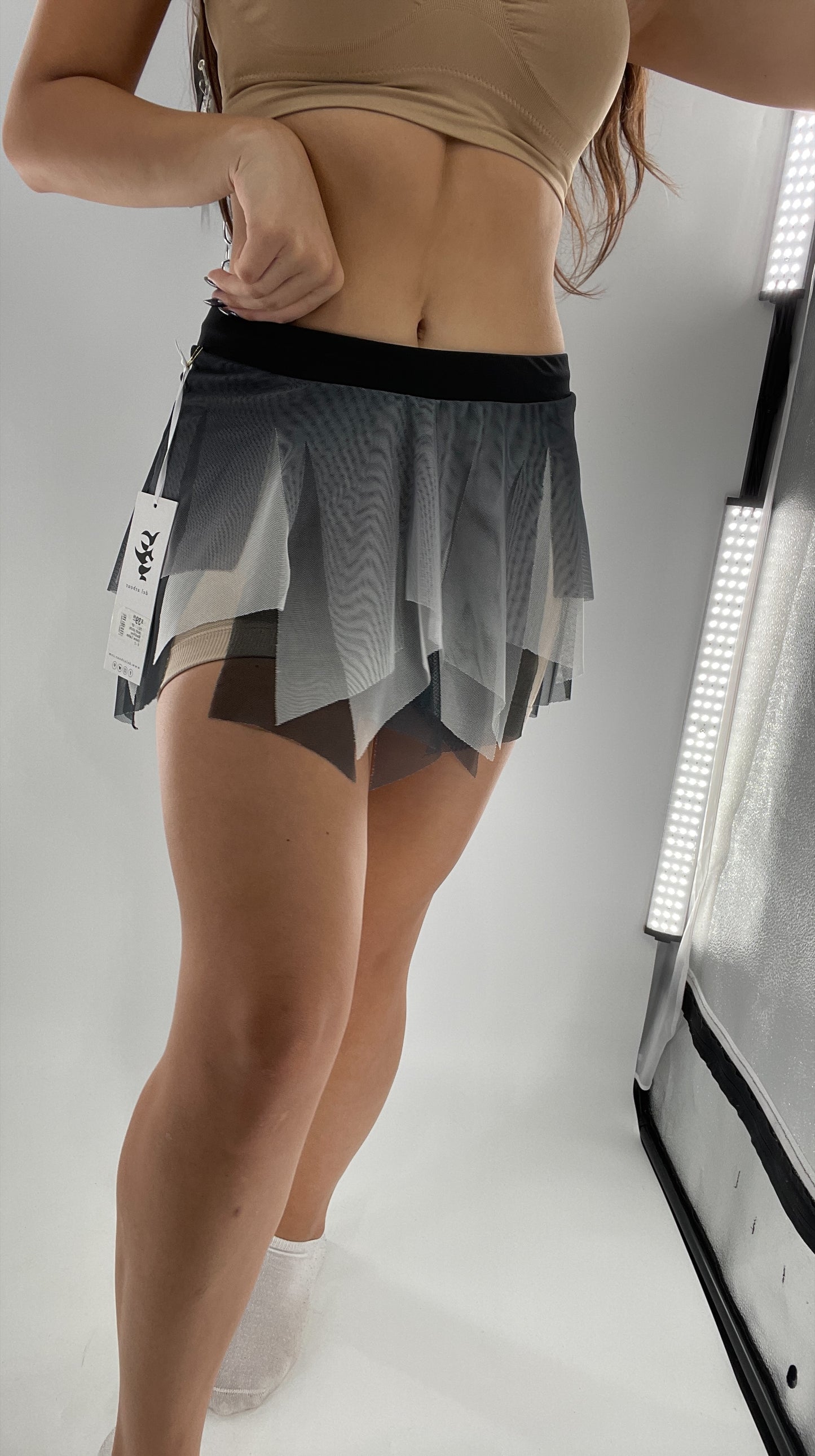Vintage DelArbour Black Ombré Mesh Micro Mini Skirt (0-2)