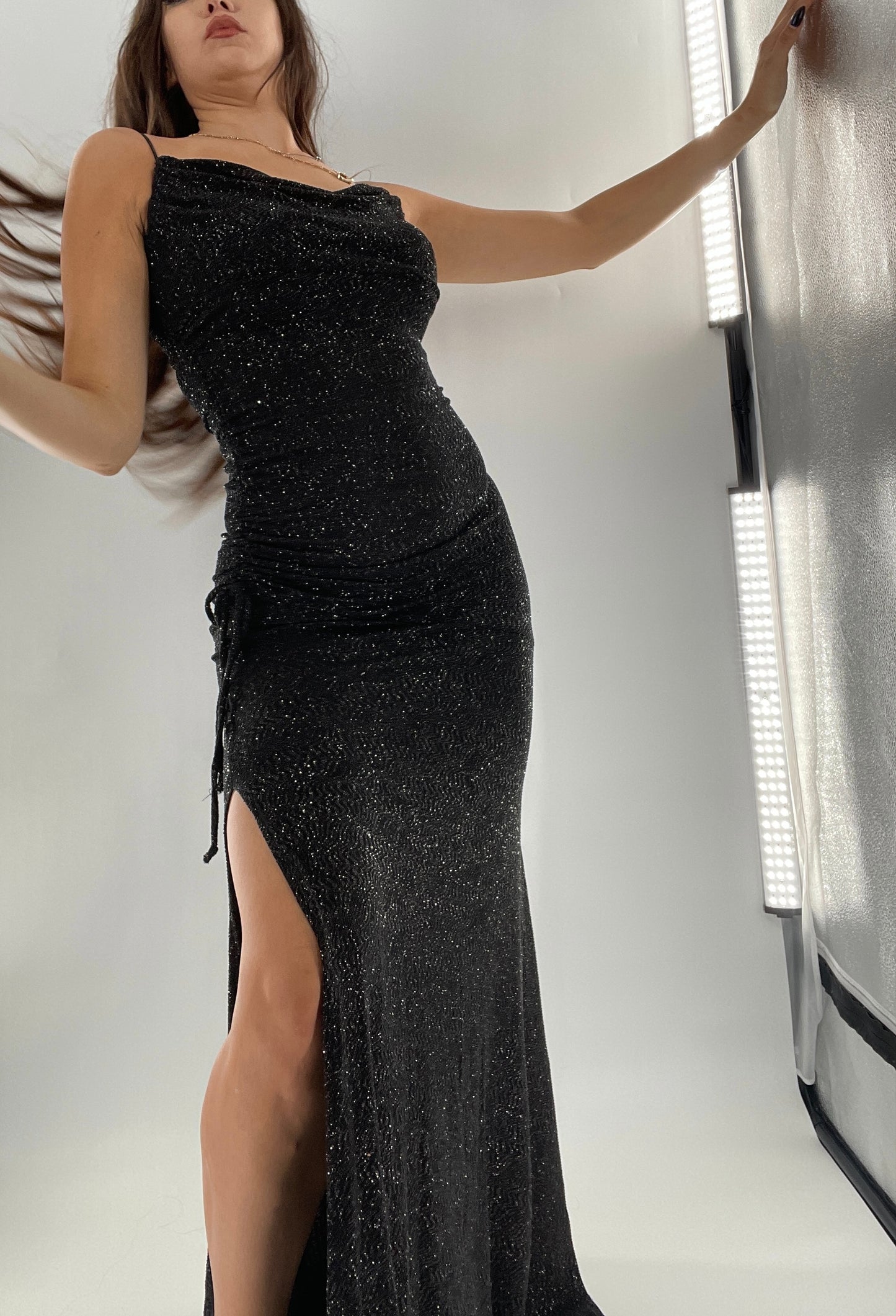 City Triangles 1990s Vintage Black Glitter Floor Length (S)