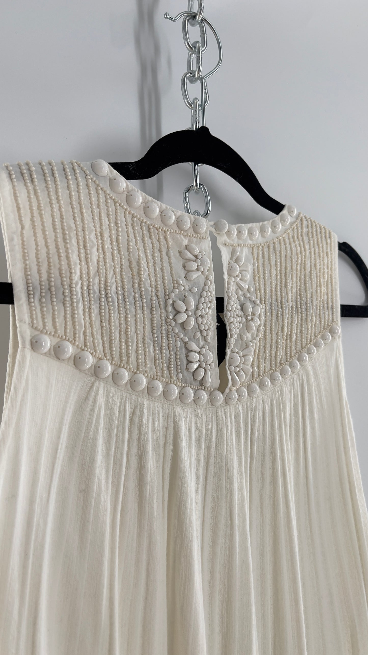 Anthropologie Moulinette Soeurs Off White Beaded Cotton Tank (Medium)