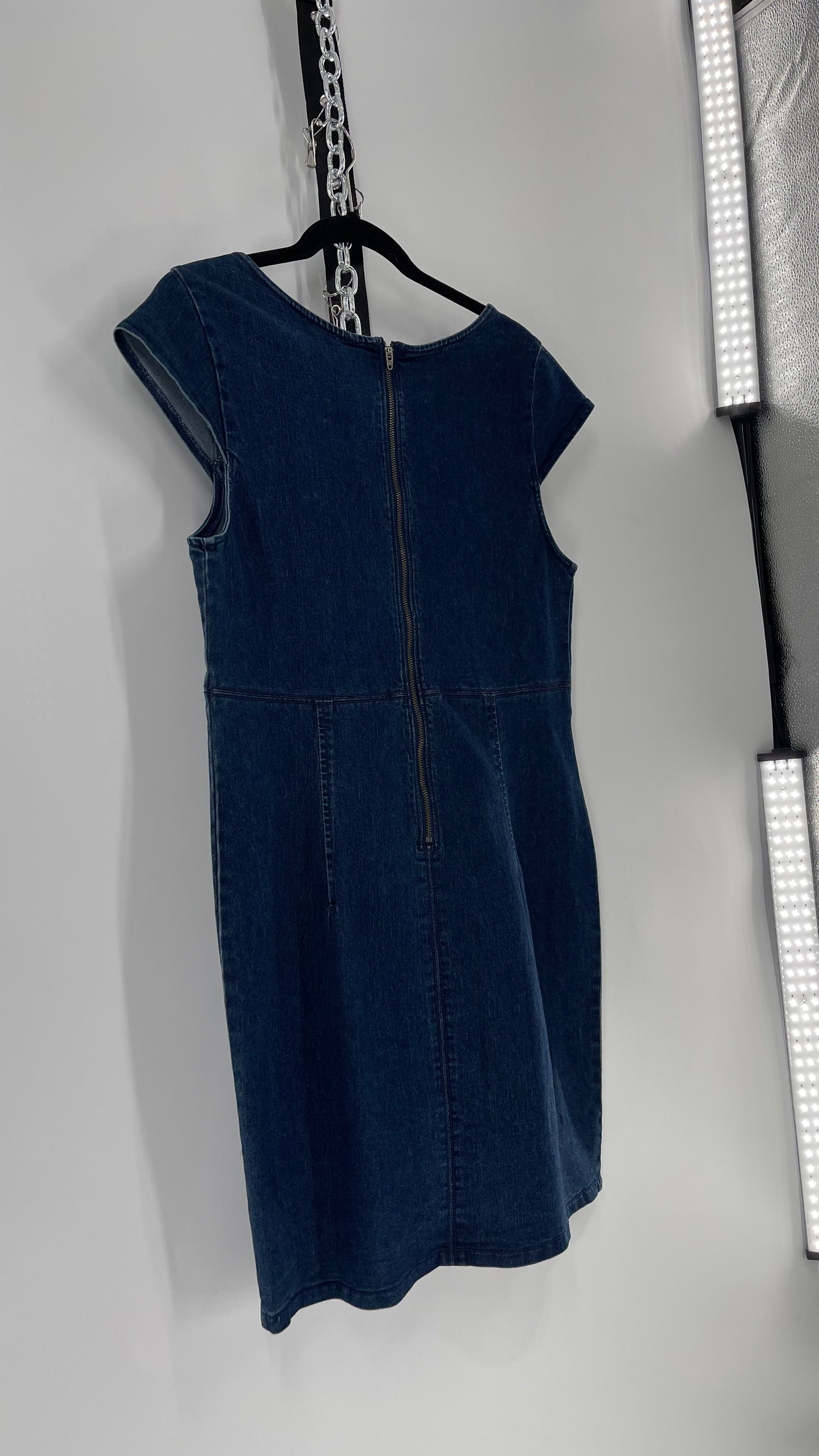 Free People Lia Denim Form Fitting Mini (Large)