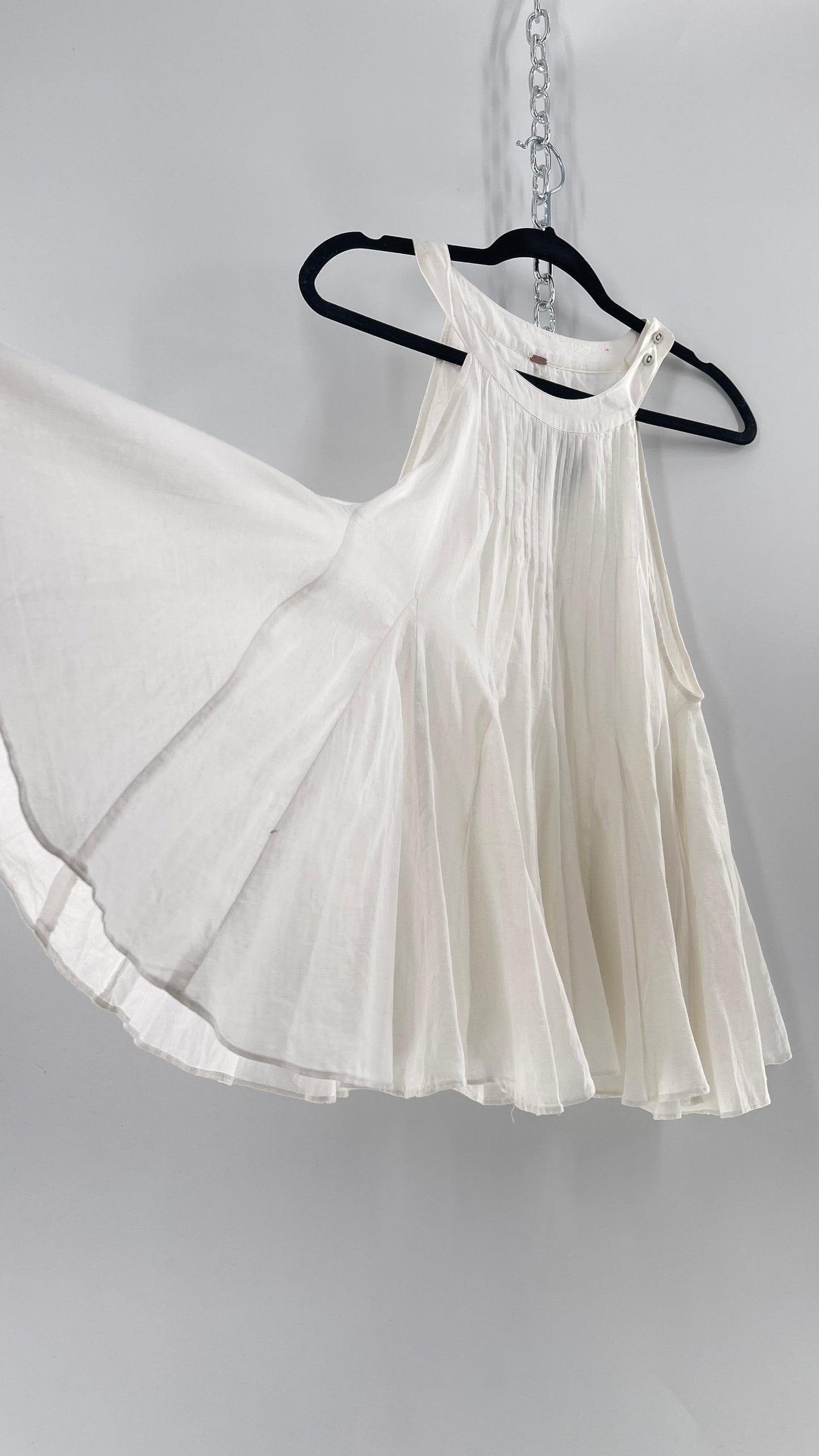 Free People White Pleated Tank (Medium)