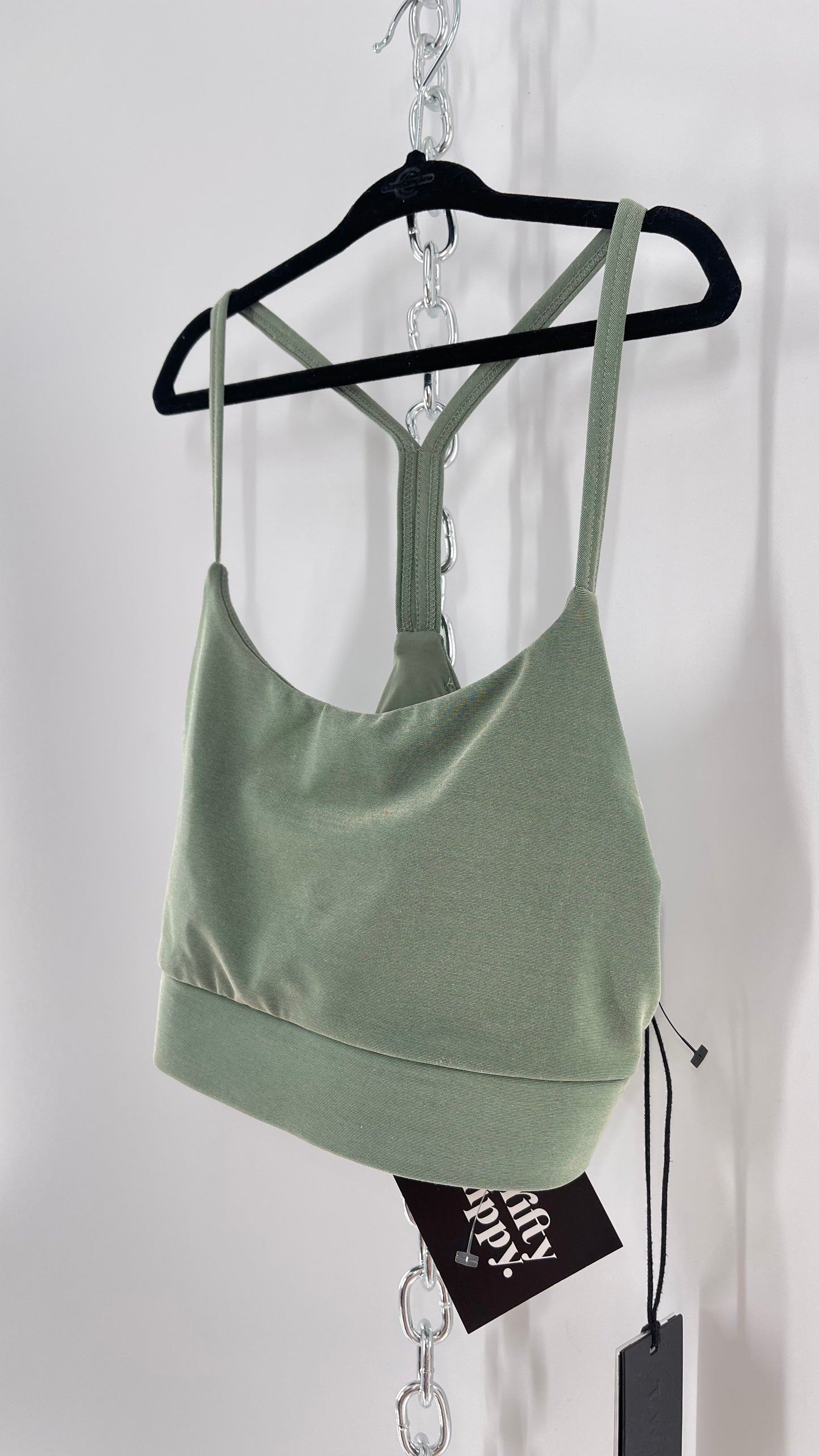 TWENTY Montreal Sage Shimmer Racer Back Sports Bra (XS)