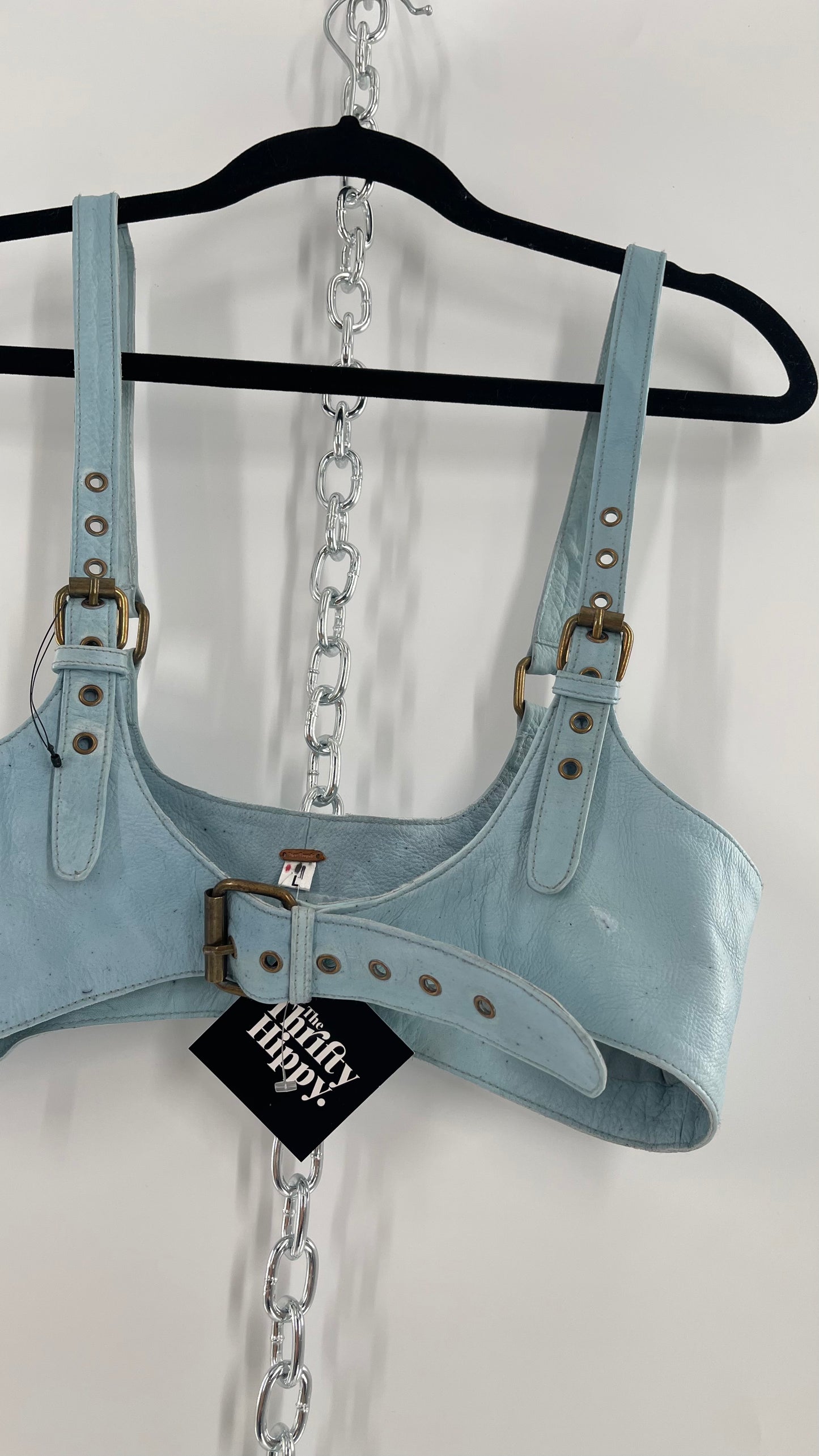 Free People Baby Blue Buckled Corset Belt (Large)