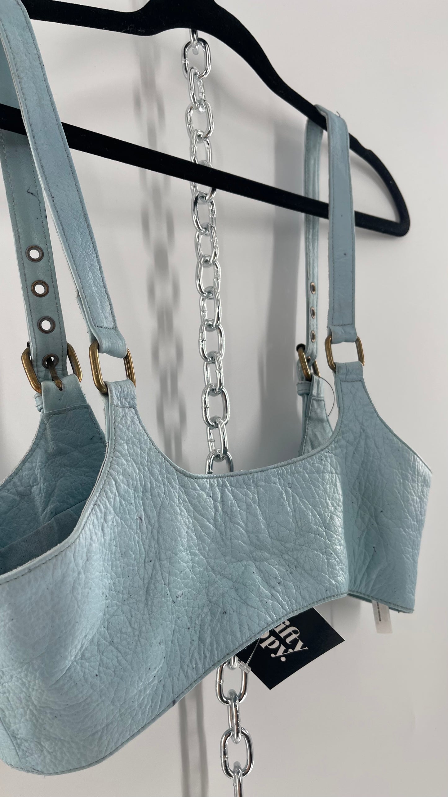 Free People Baby Blue Buckled Corset Belt (Large)