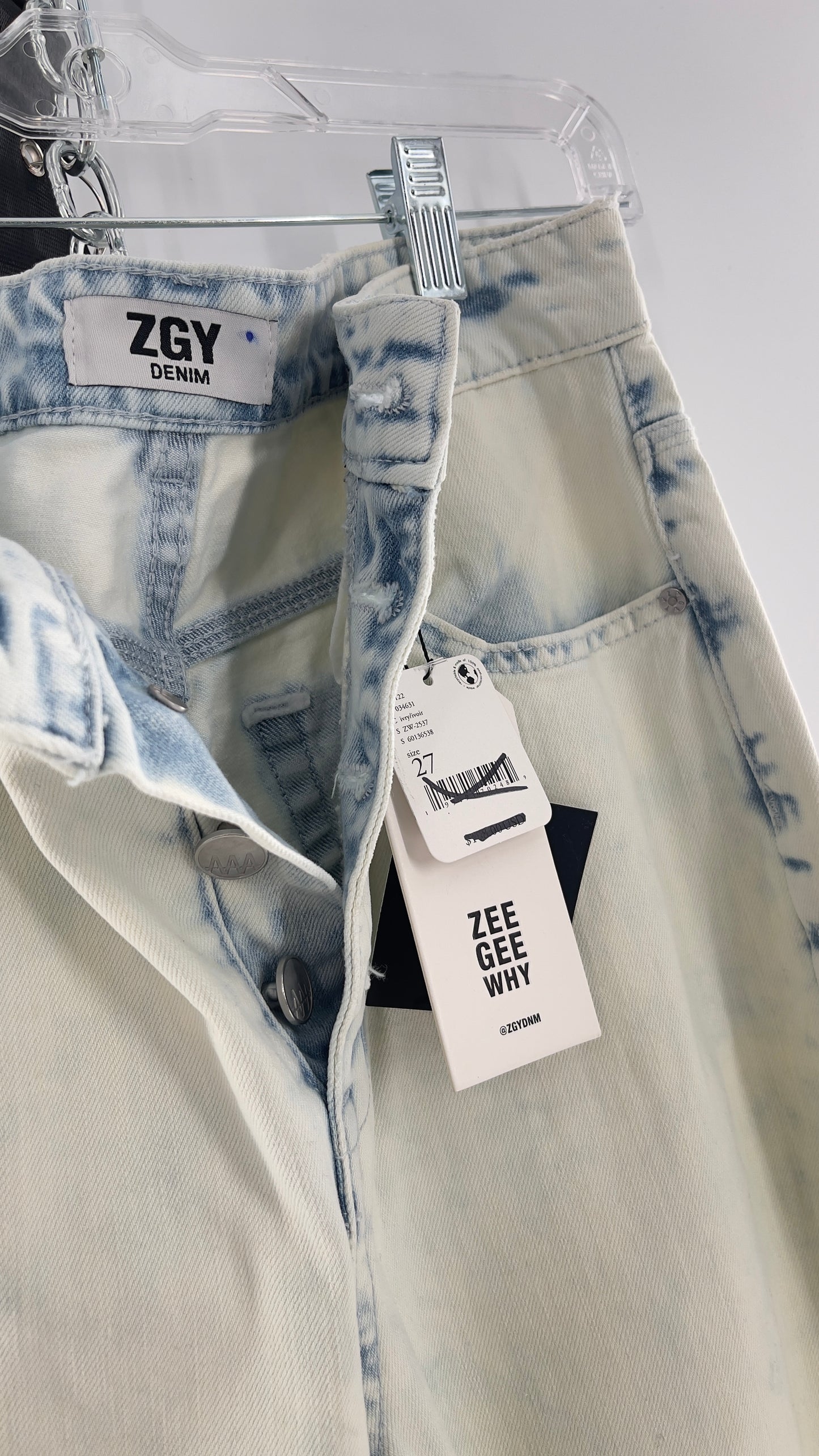 Free People X ZEEGEEWHY Acid Wash Straight Leg Jeans (27)
