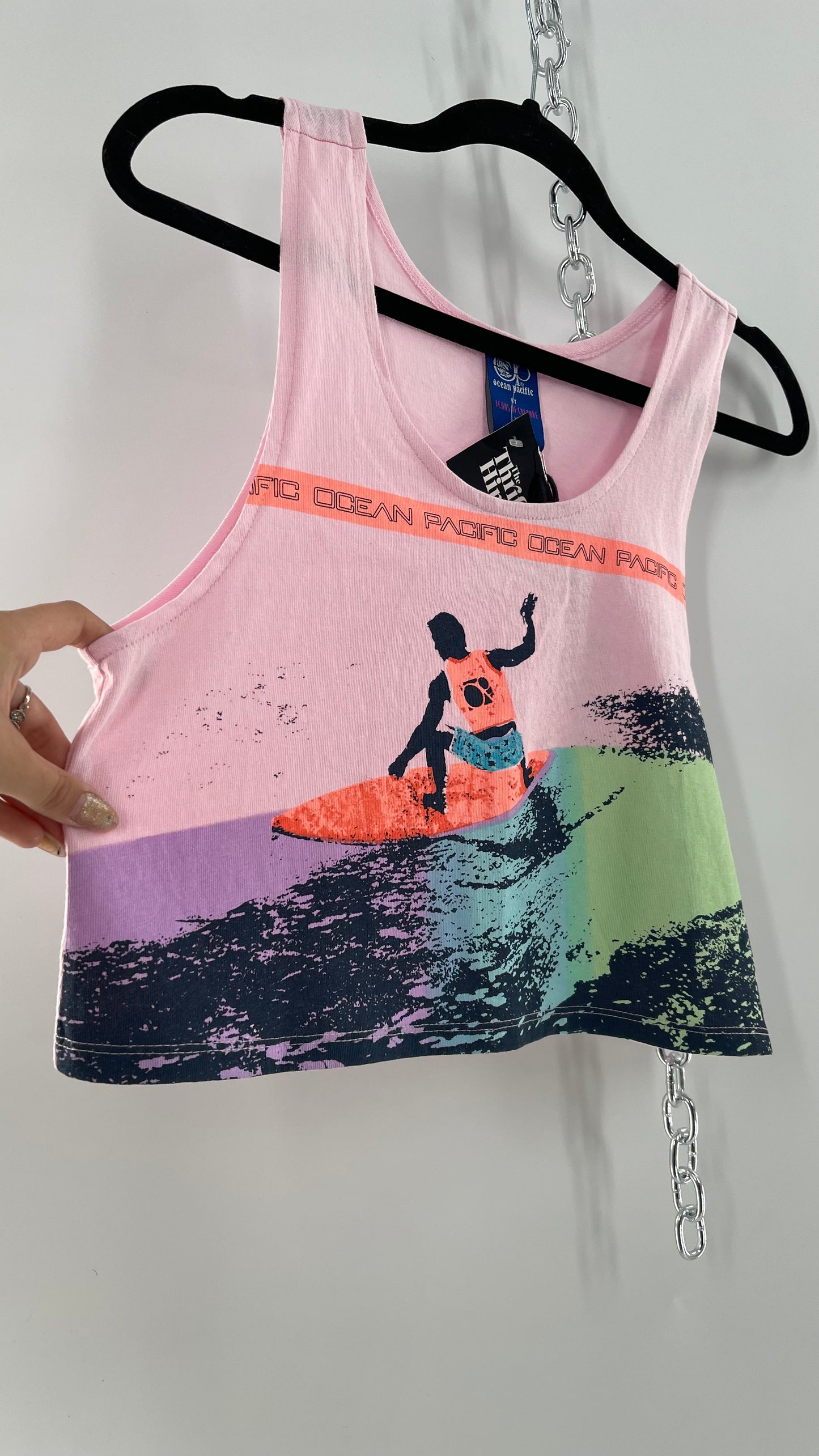 Urban Outfitters 80s OP Surfer Graphic Cropped Tank (XS)