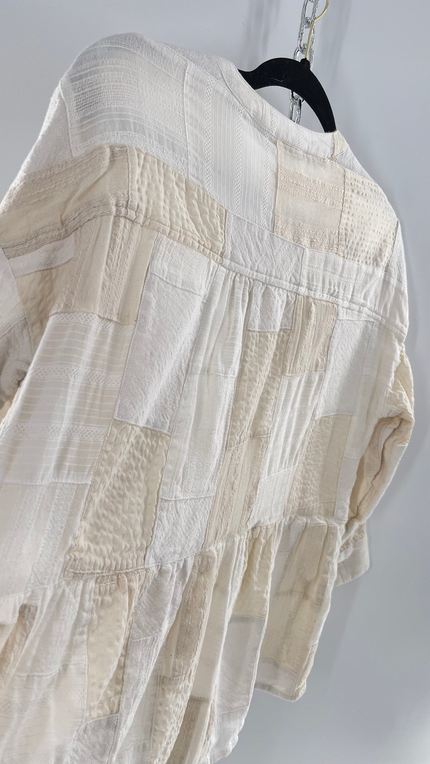 Maeve Anthropologie Beige Patchwork Long Sleeve Top (XS)