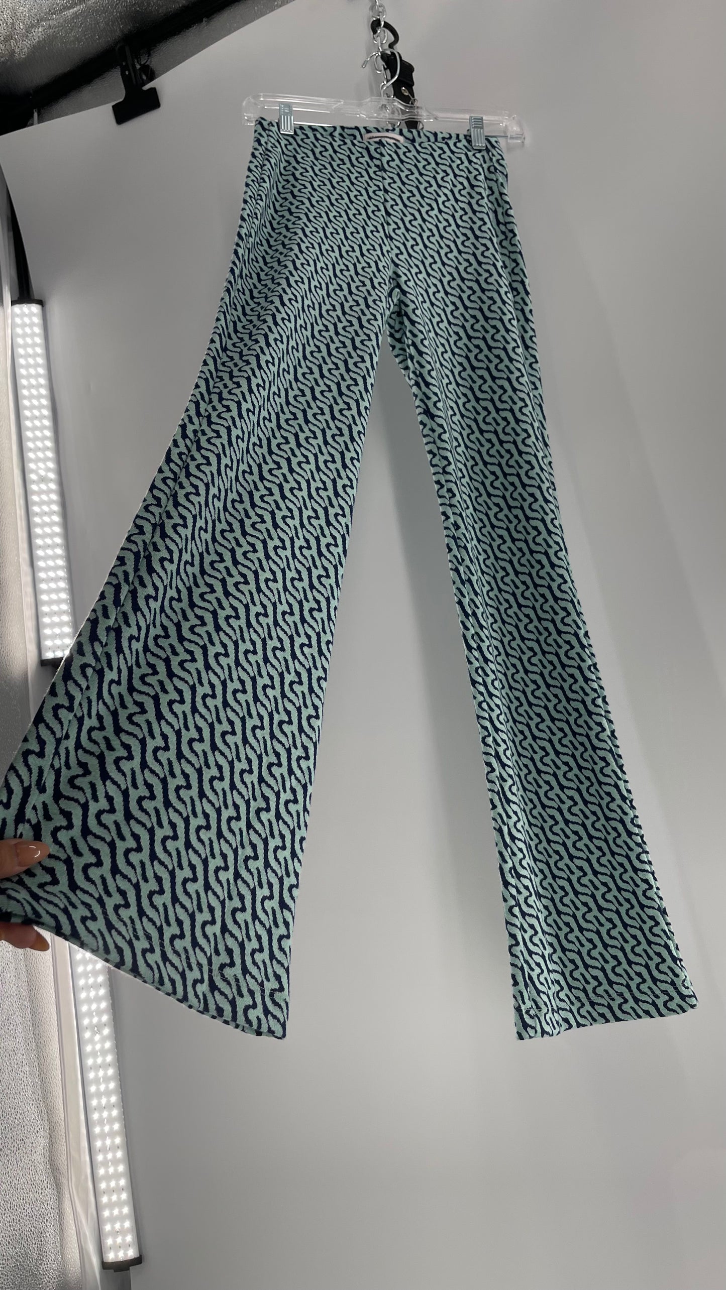 Urban Outfitters Teal Water Patterned Knit Flares (XS)