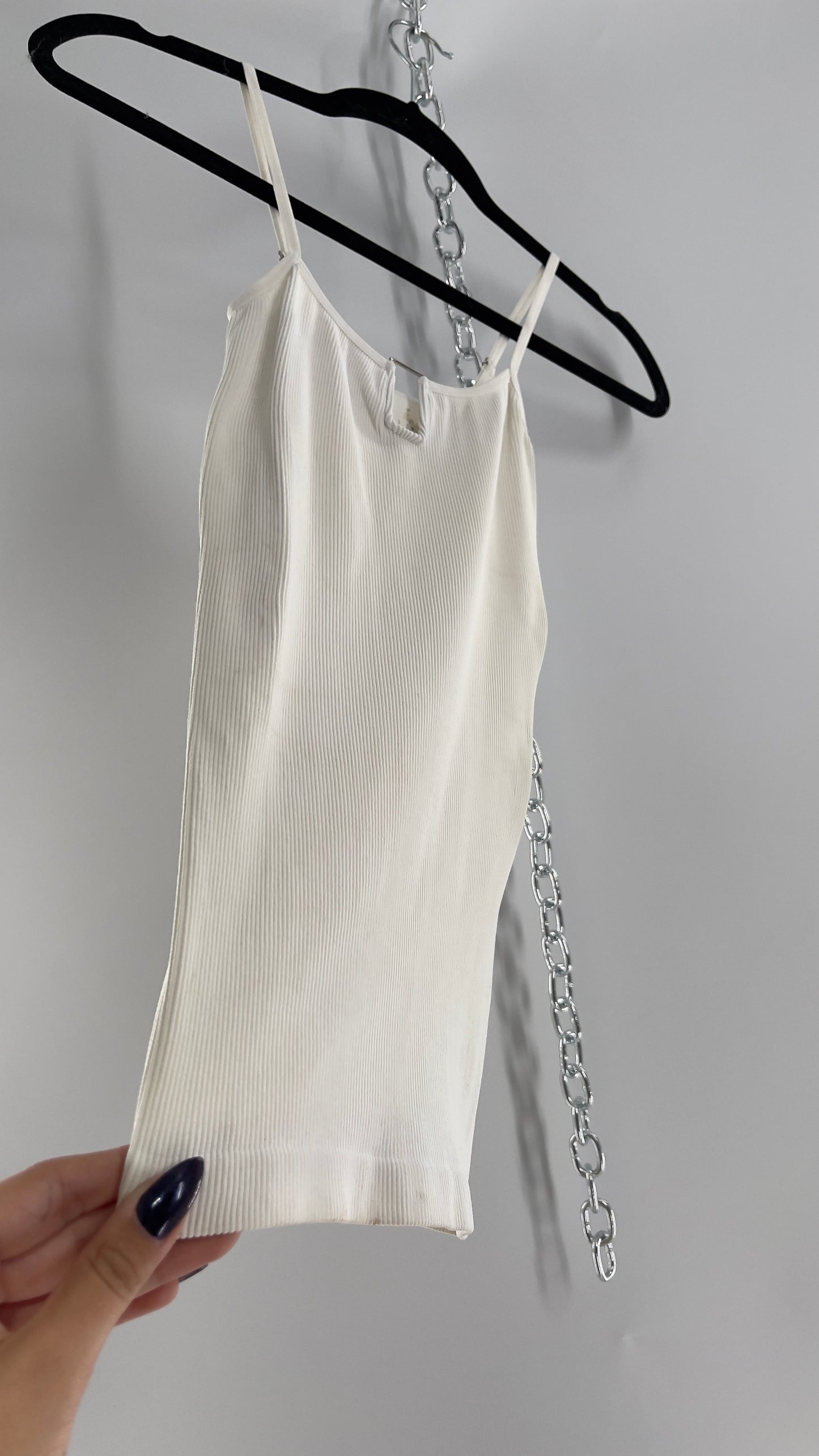 Intimately Free People White Spandex Tank with Metal Keyhole Detail (XS/S)