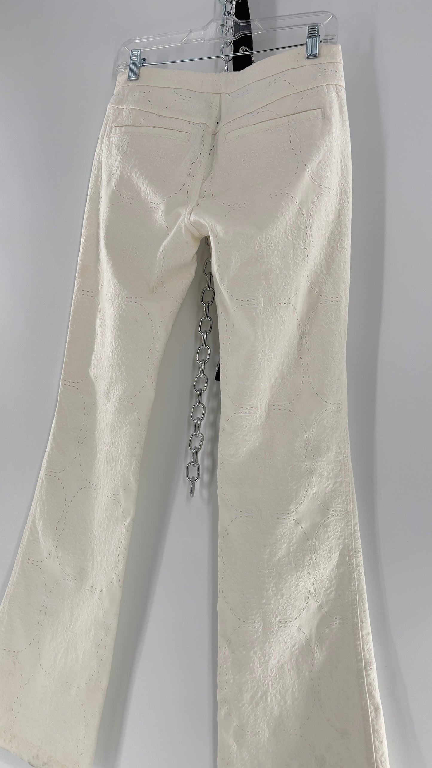 Free People White Eyelet Lace Low Rise Kick Flares (26)