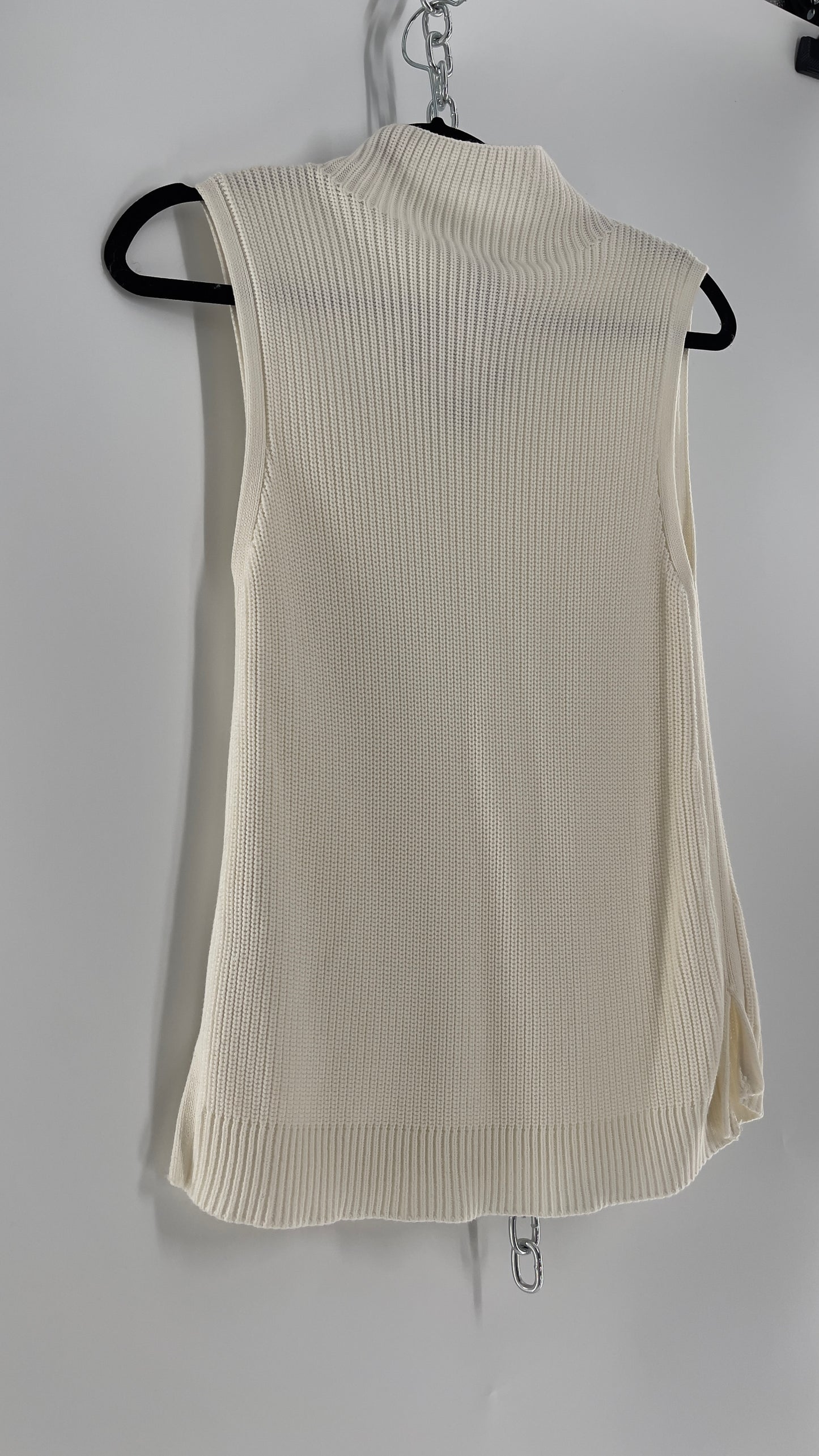 White House Black Market White Knit Mock Neck Tank (Small)