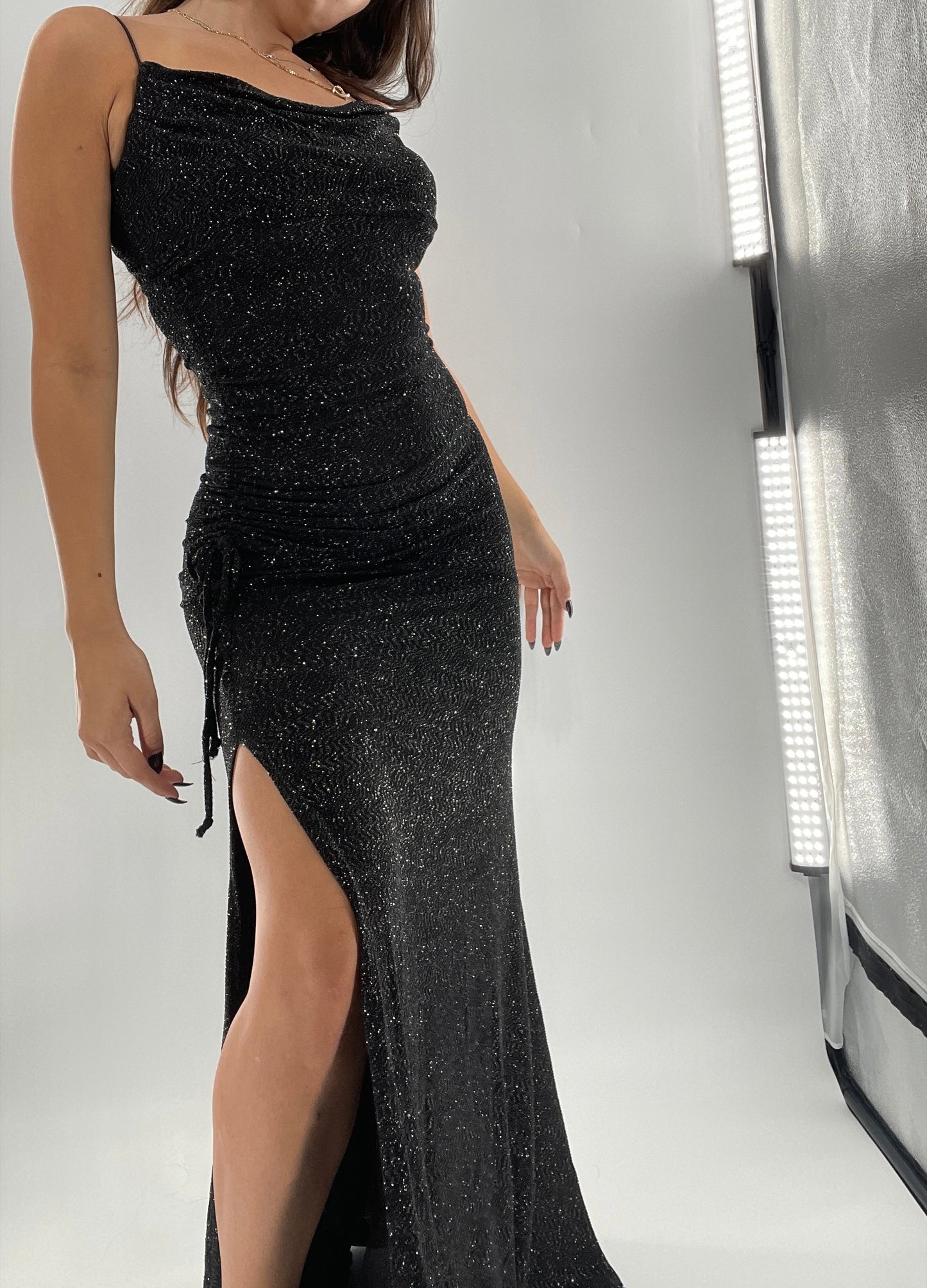 City Triangles 1990s Vintage Black Glitter Floor Length (S)
