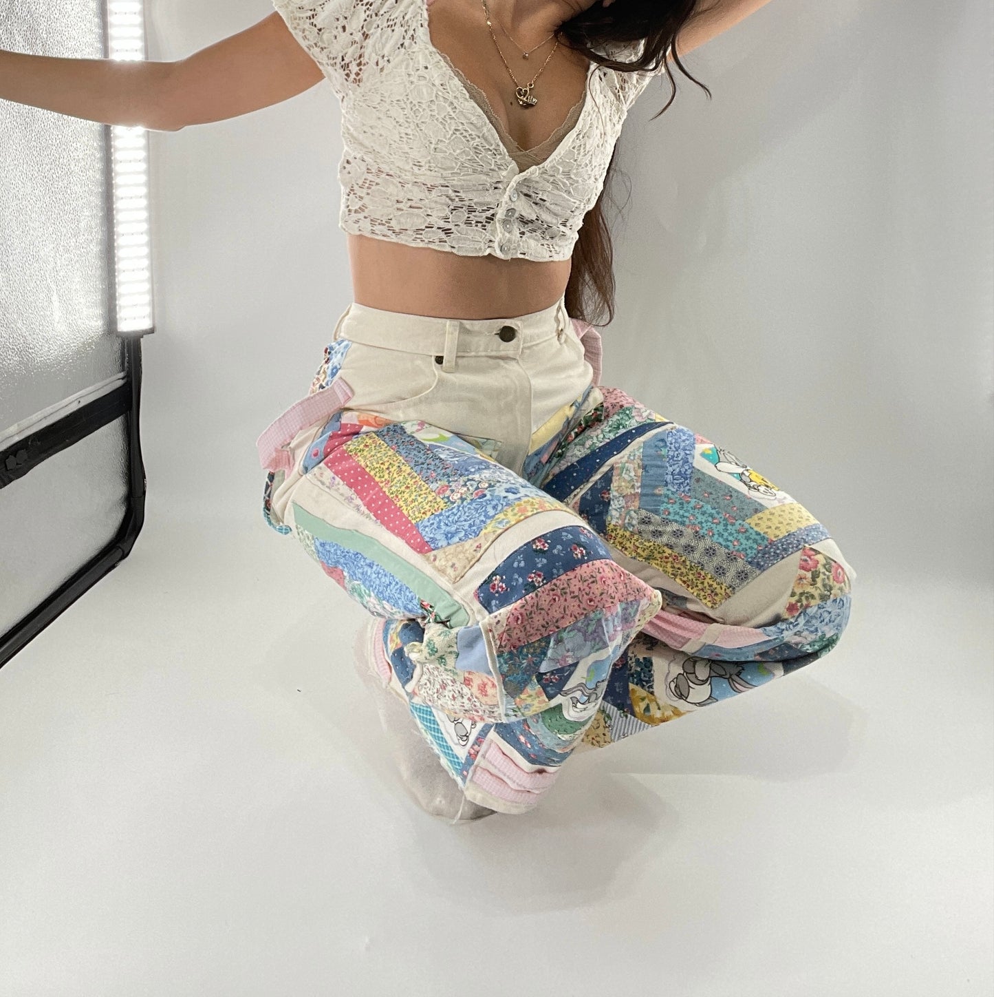 Custom - Handmade Reworked Looney Toons Cutie Pie Patchwork Flares