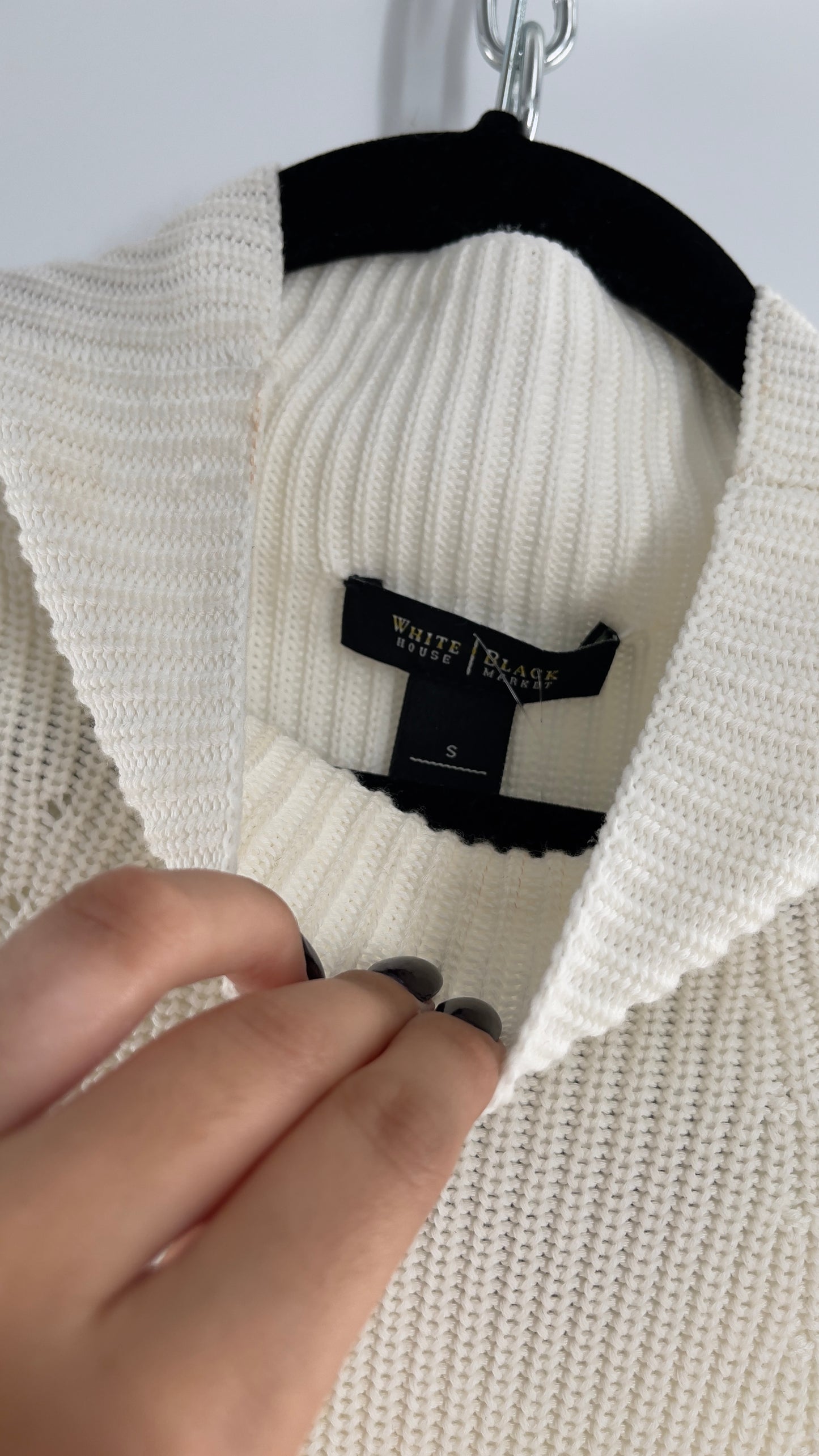 White House Black Market White Knit Mock Neck Tank (Small)