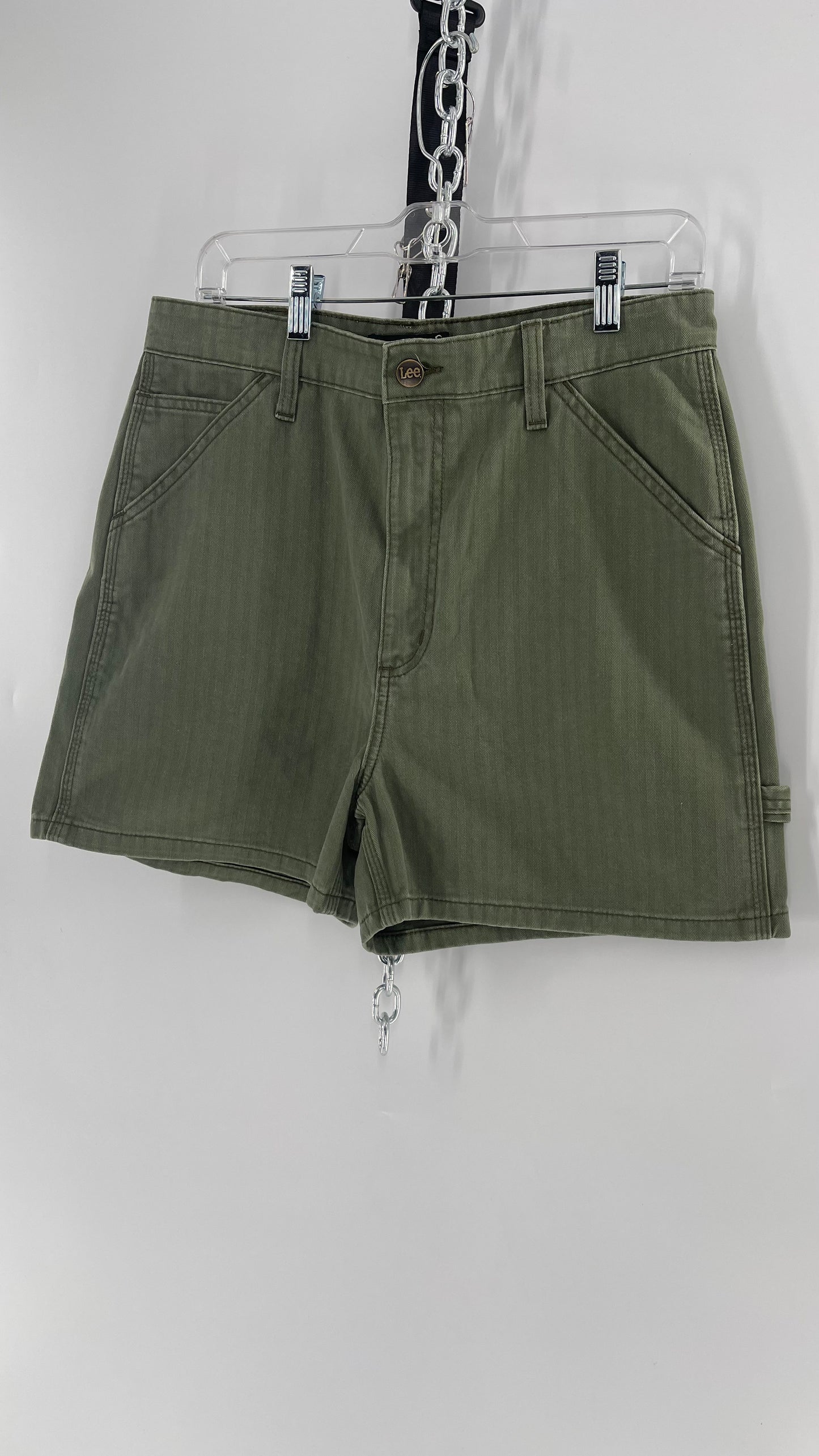 Lee X Free People Army Green Bermuda Cargo Shorts (30)