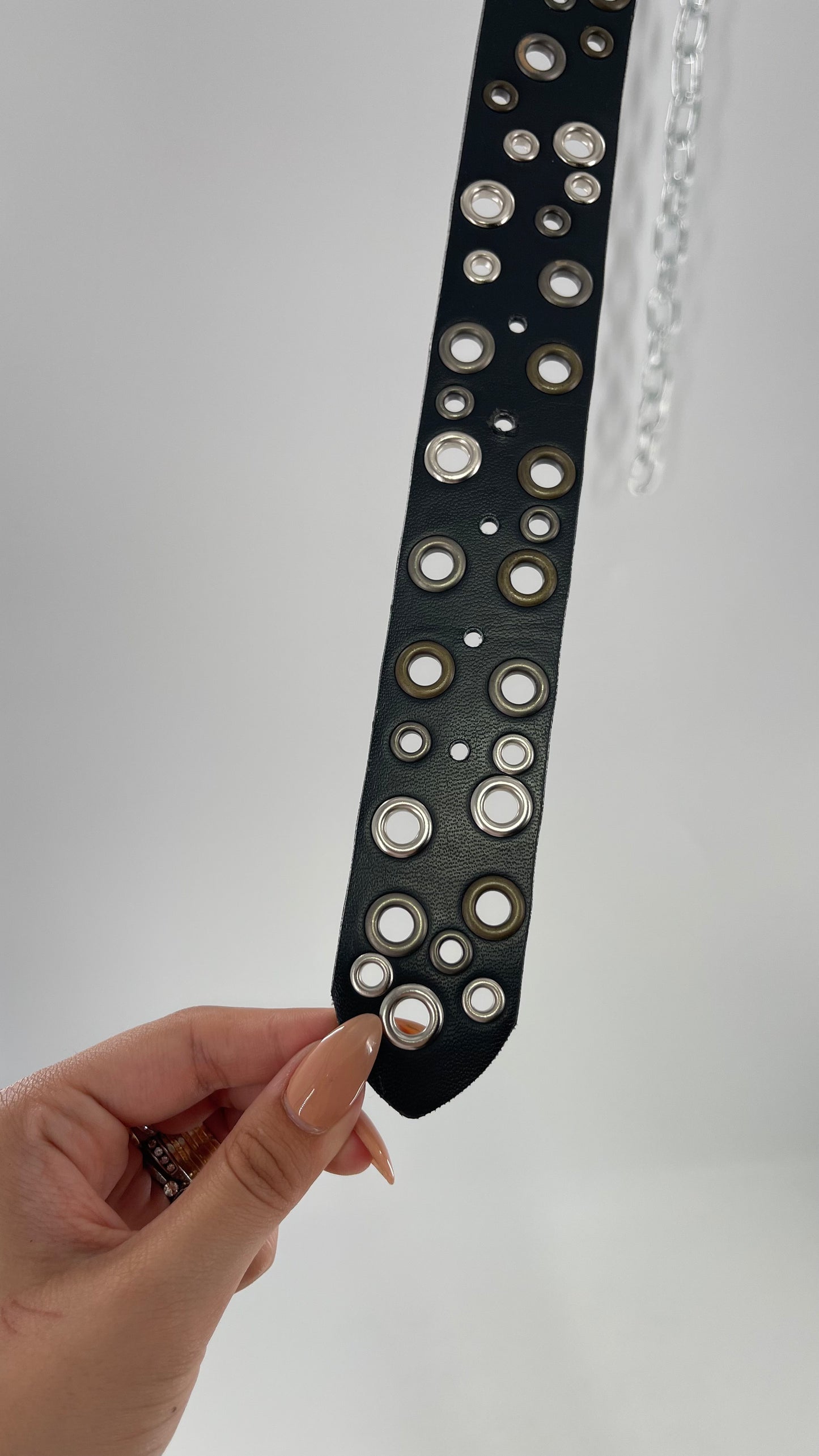 Vintage Multi Metal Tone Grommet Belt (Medium)