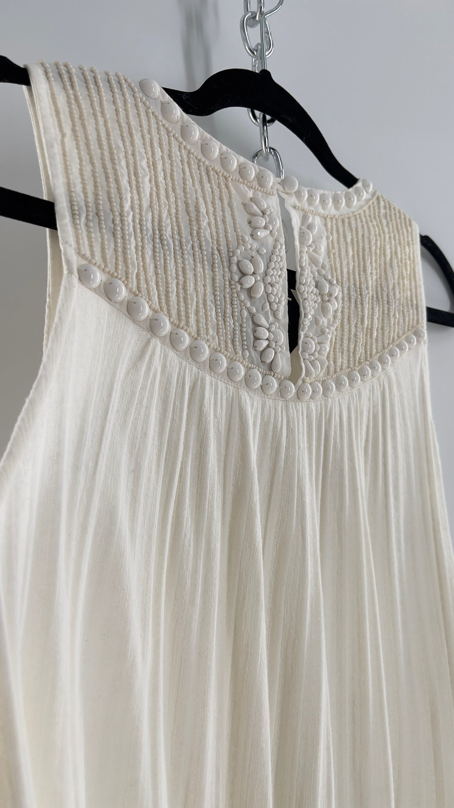 Anthropologie Moulinette Soeurs Off White Beaded Cotton Tank (Medium)
