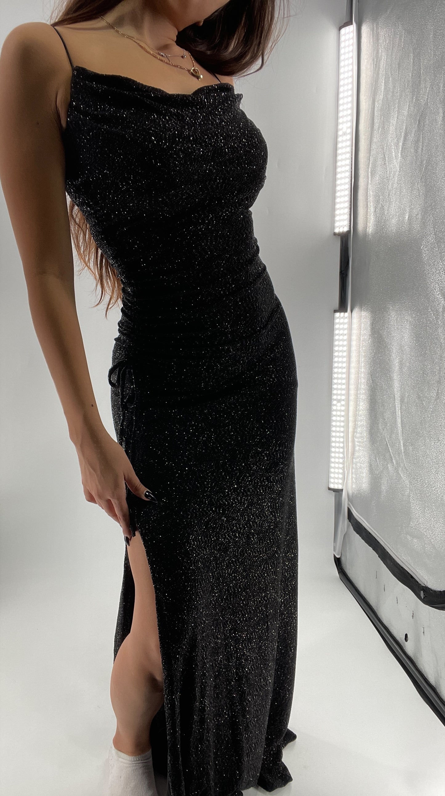 City Triangles 1990s Vintage Black Glitter Floor Length (S)