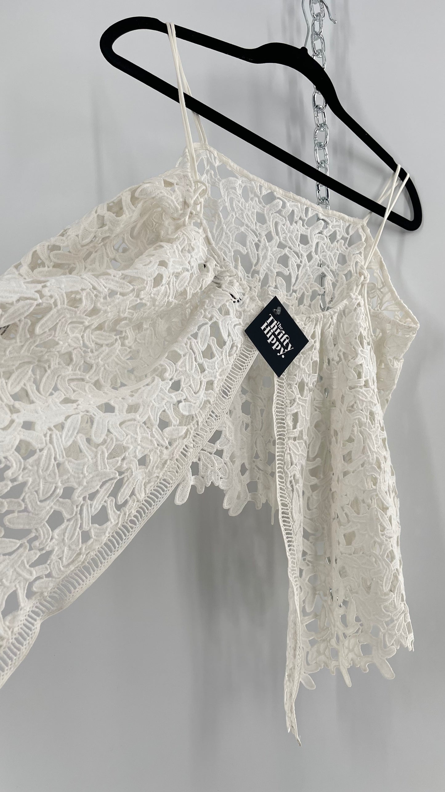 Anthropologie Ne Quittez Pas White Lace Tank with Open Back (Large)